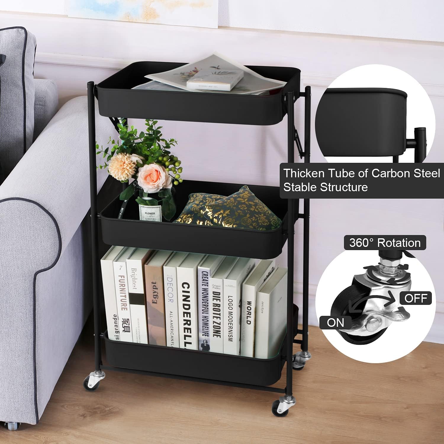 Trolley voor keuken – zwarte keukentrolley — 4