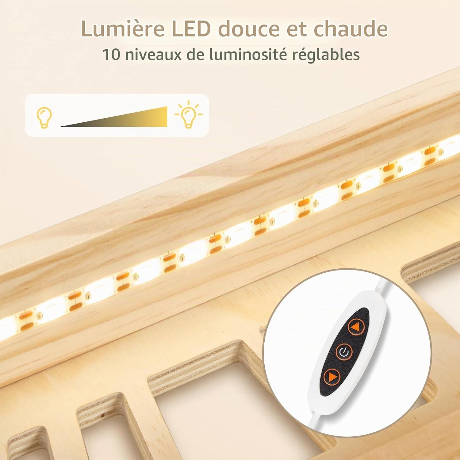 Houten plank voor aan muur met LED — 4