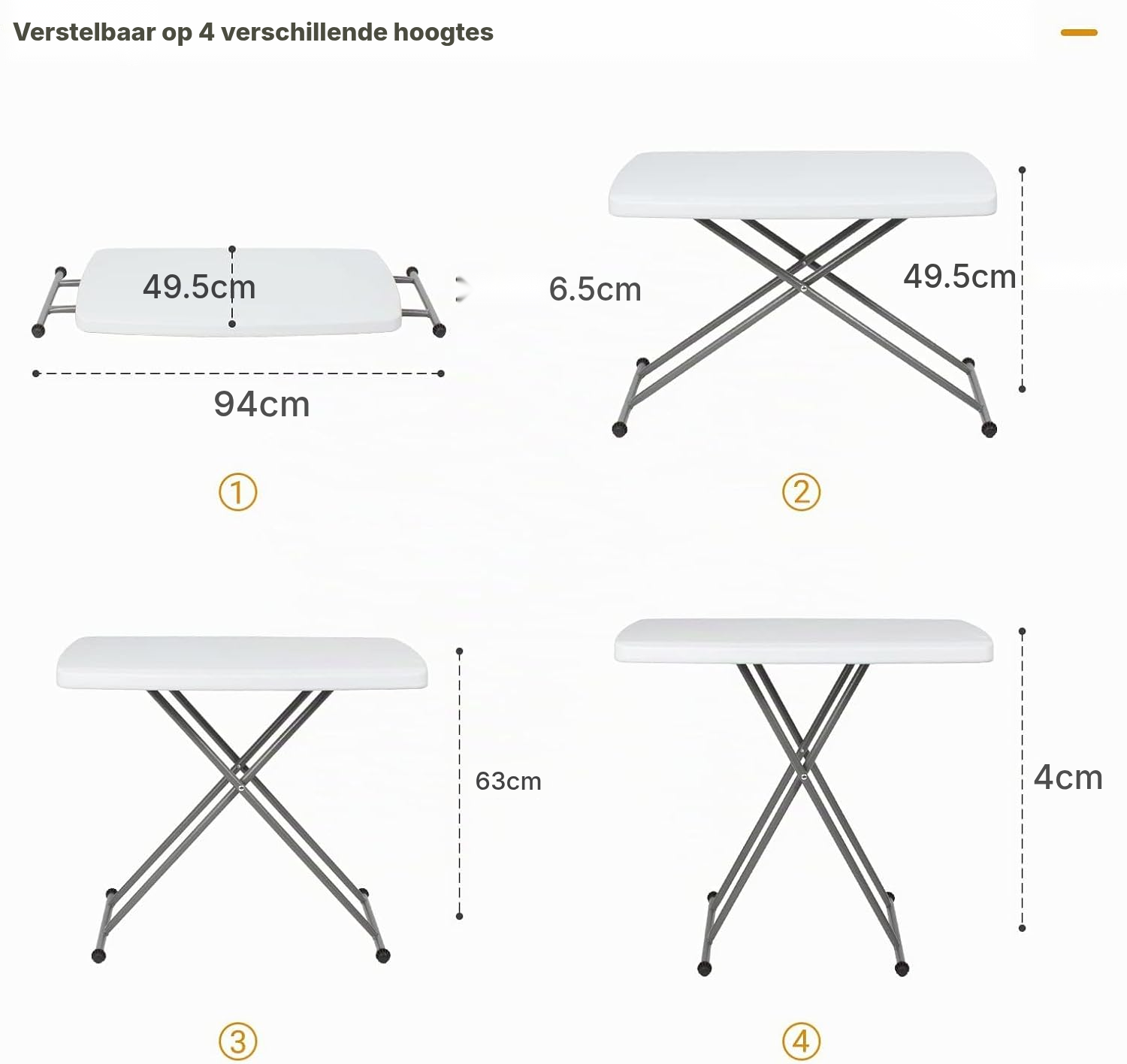 Camping tafel 76 × 50 cm, 3 hoogtes — 2