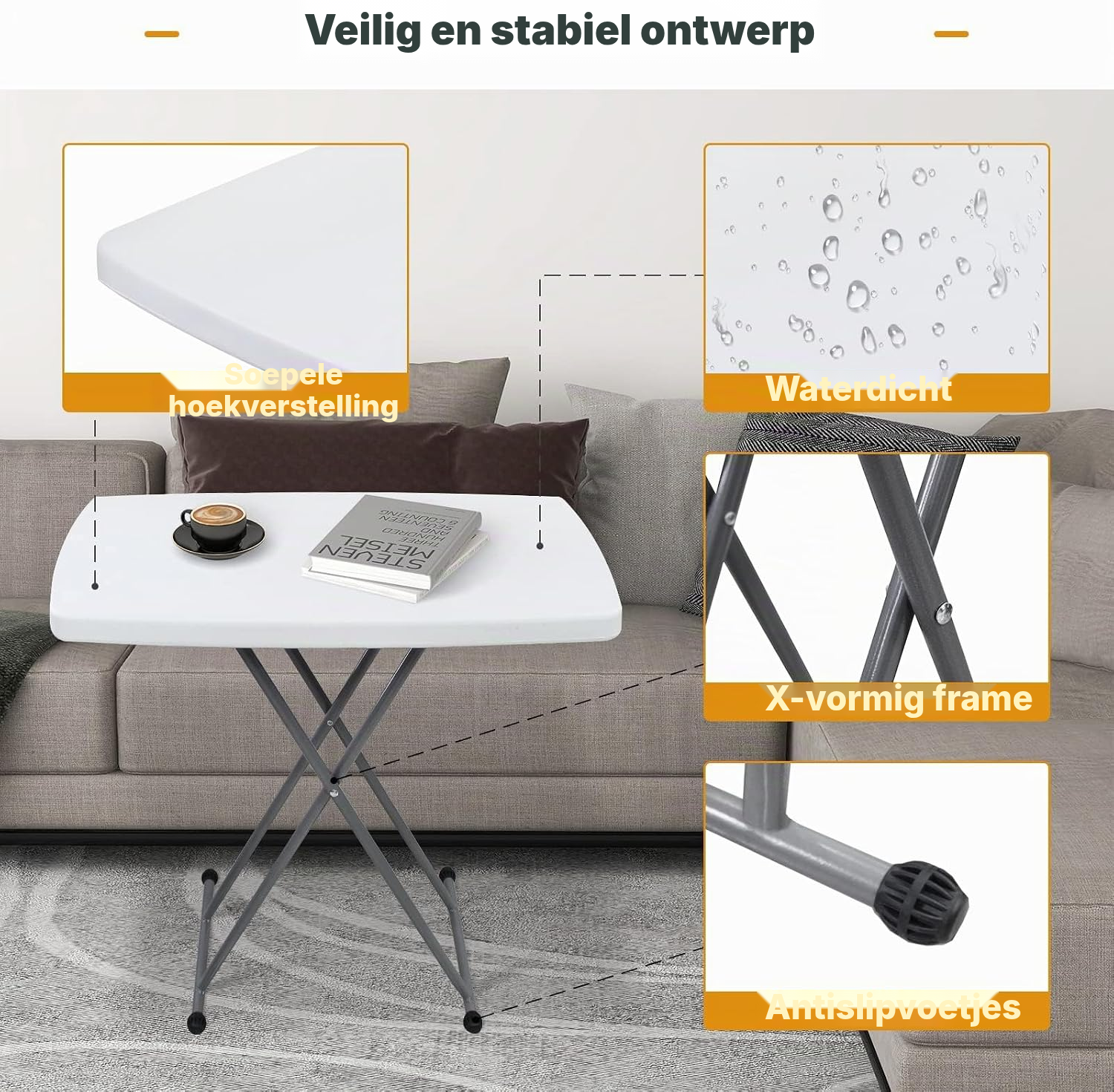Camping tafel 76 × 50 cm, 3 hoogtes — 3