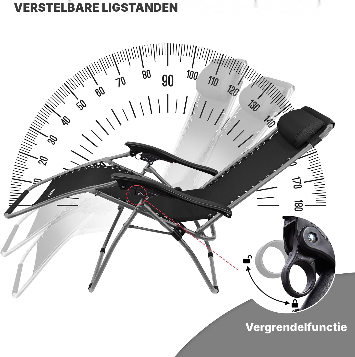 Strandstoel opvouwbaar zwart – 1 stuk — 4