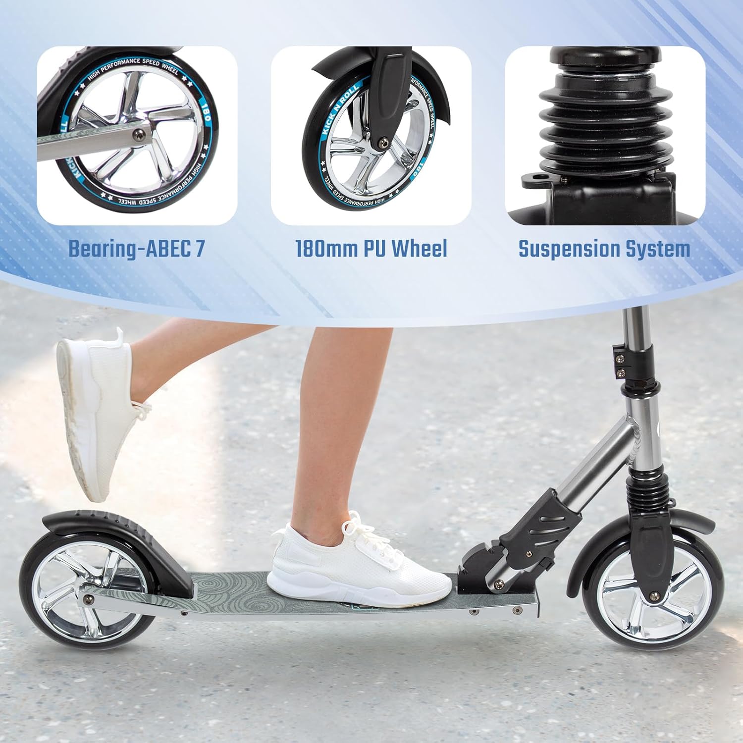 Opvouwbare step voor volwassenen – grijs, 43 cm — 4