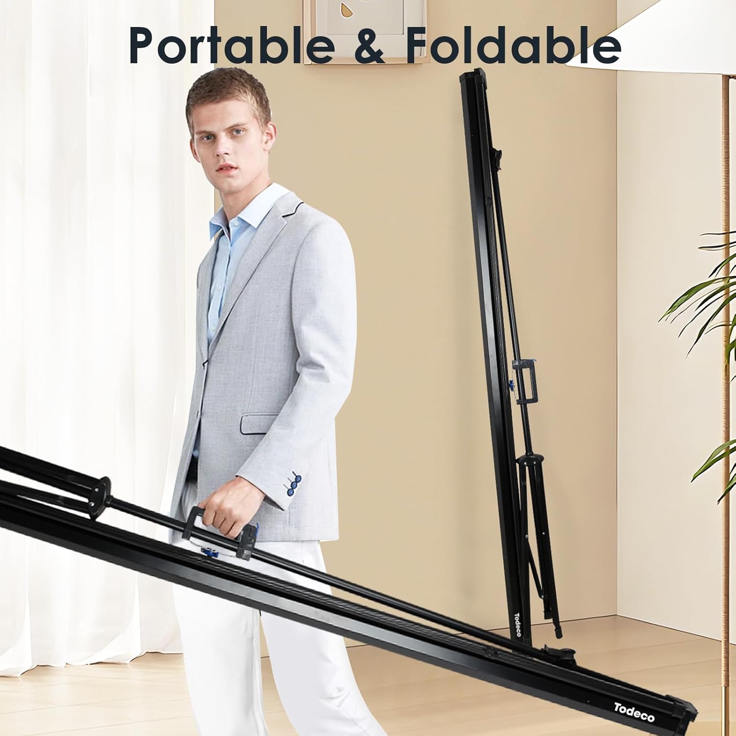 Projectiescherm 90 cm op statief, maat 181 — 6
