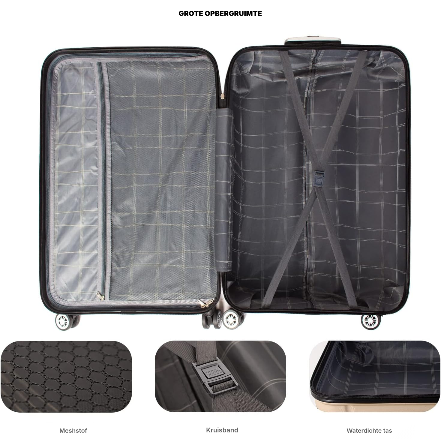 Champagne koffers: set van 3 harde koffers — 2