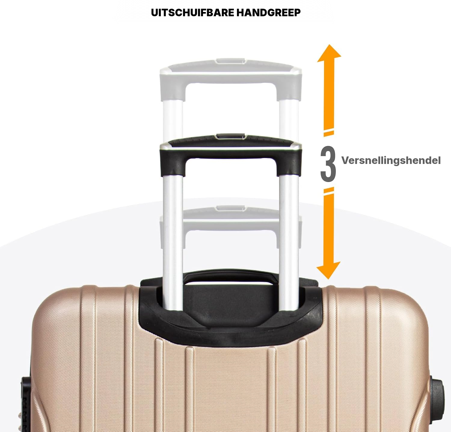 Champagne koffers: set van 3 harde koffers — 4