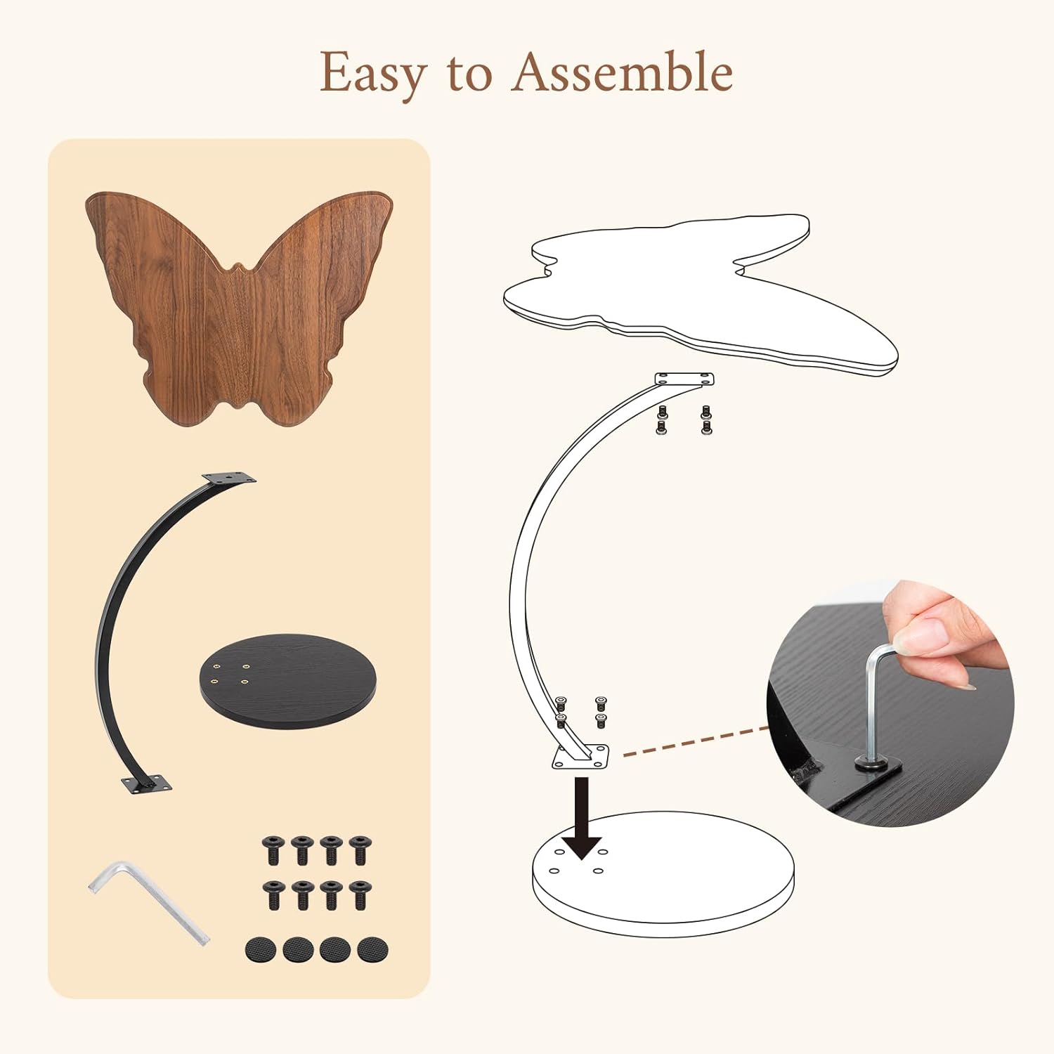 Salontafel zwart in compact vlinderdesign — 5