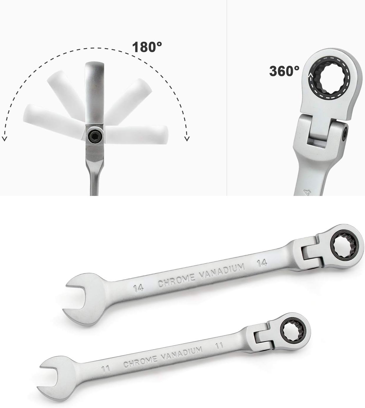 Steek ring sleutels met 180° flexkop — 2