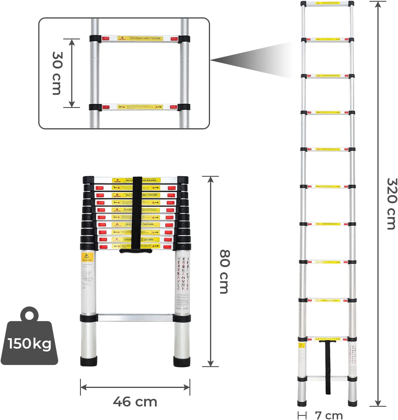 Uitschuifbare ladder 3,2 meter – 11 treden — 3