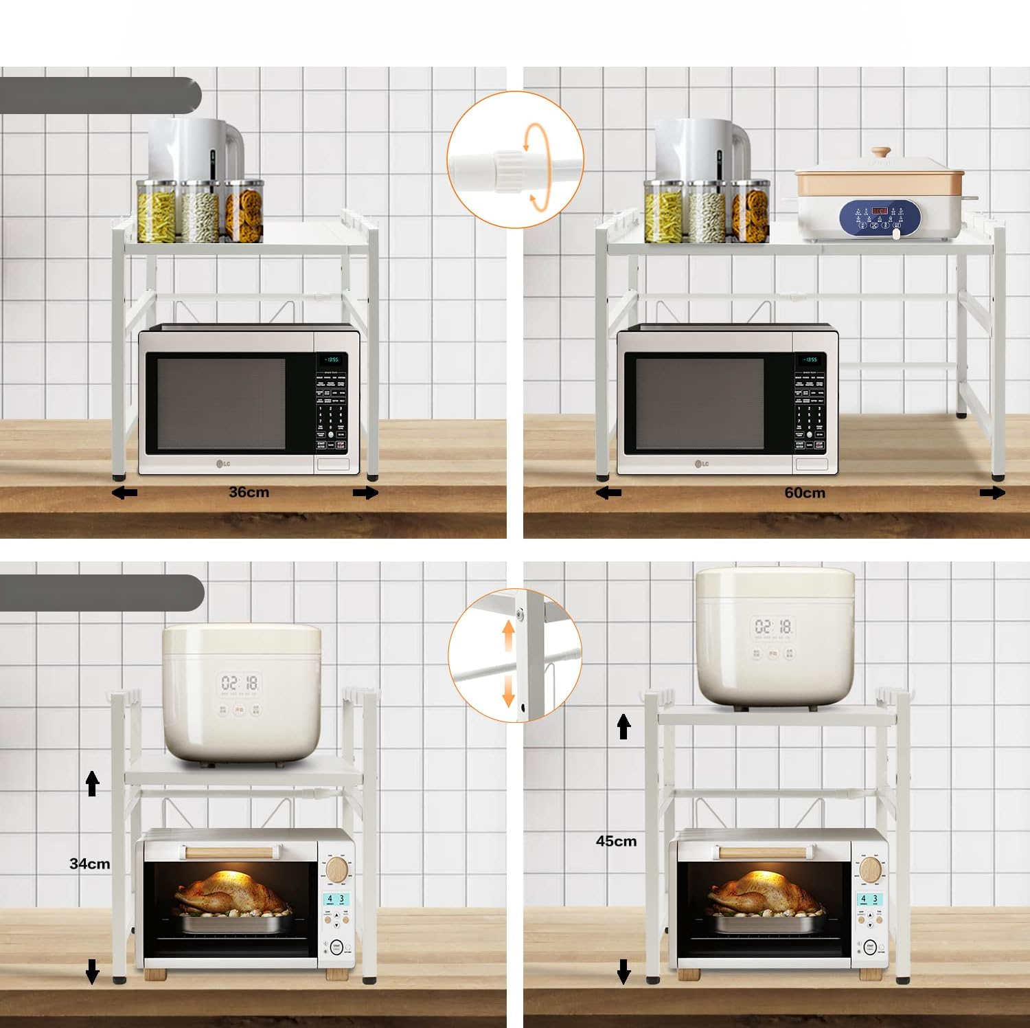Keukenrek aanrecht voor magnetron, wit — 2
