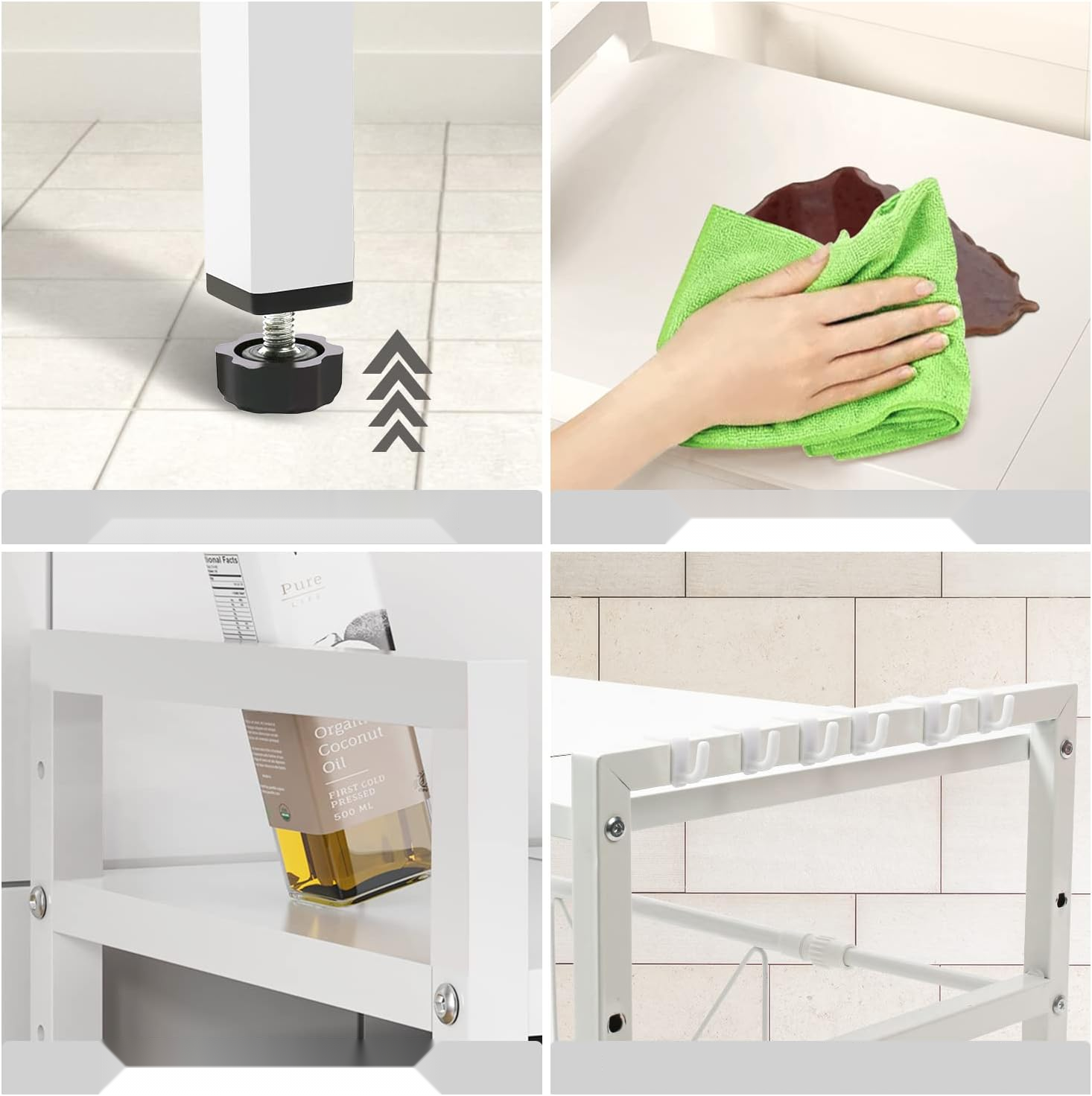 Keukenrek aanrecht voor magnetron, wit — 3