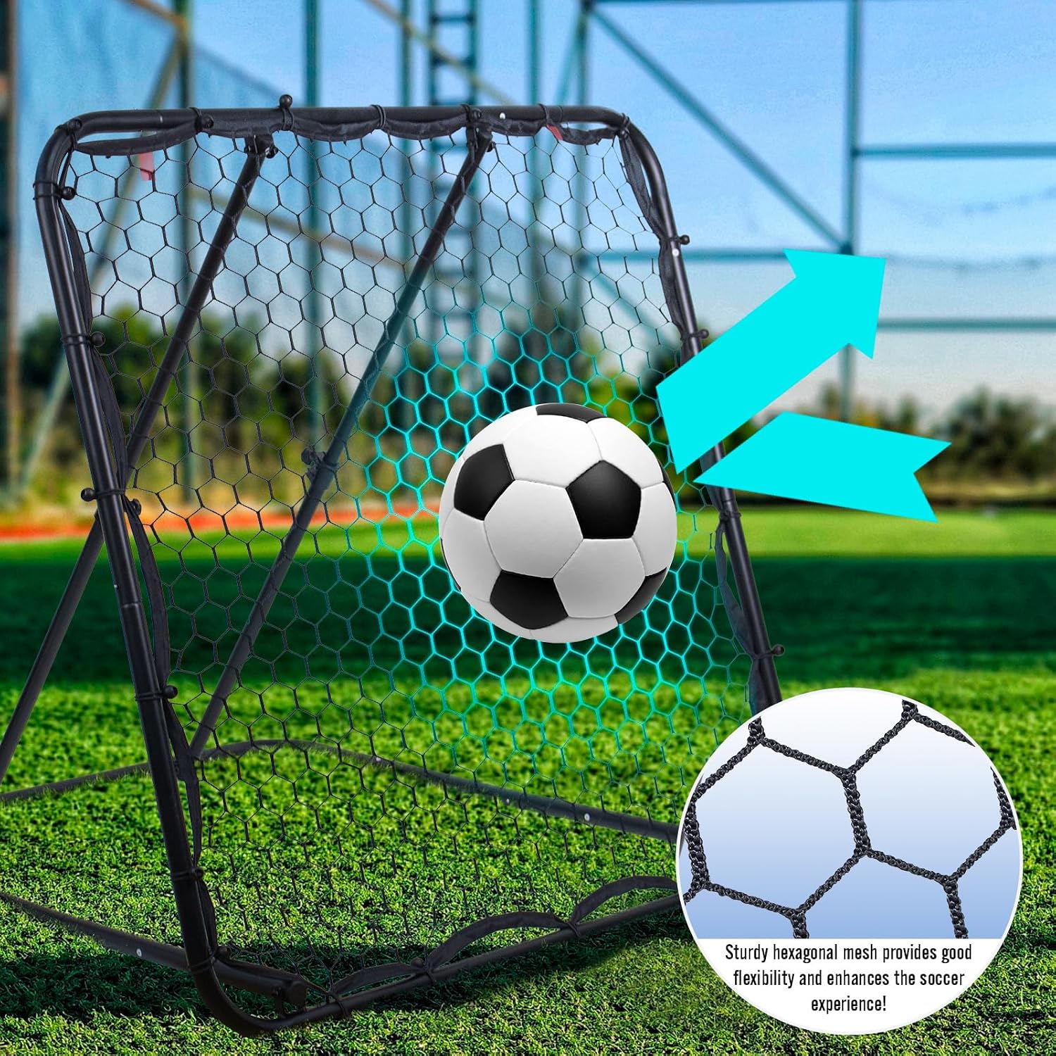 Doel voetbal: inklapbaar reboundnet 8 cm — 3