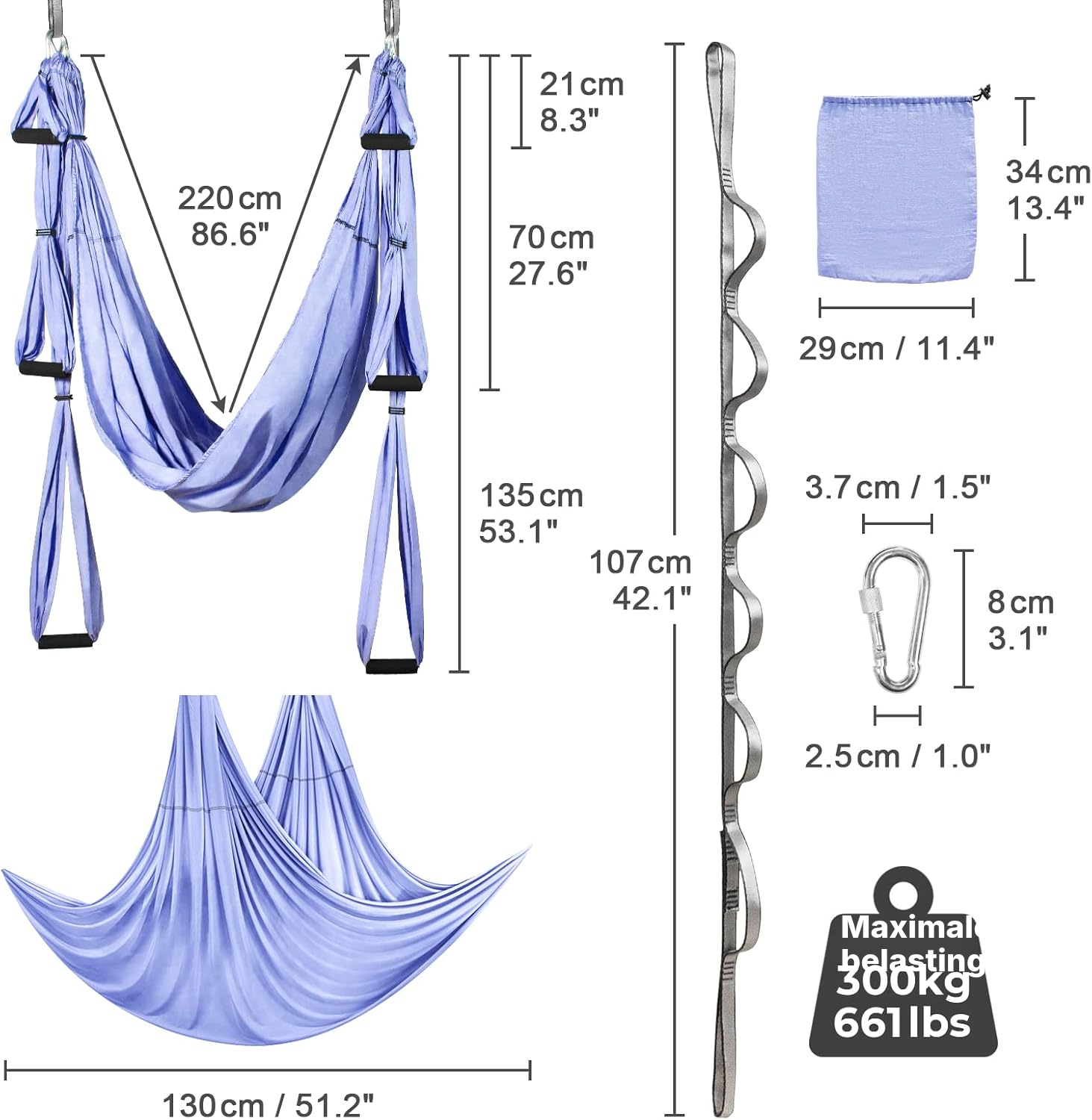 Aerial yoga doek 220 × 130 cm — 6
