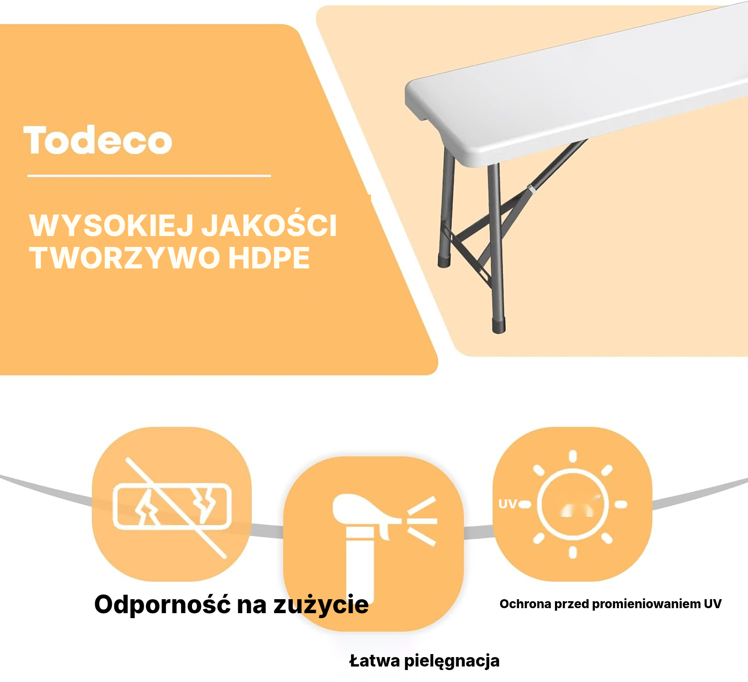 Ławka ogrodowa składana biała – więcej miejsc — 4