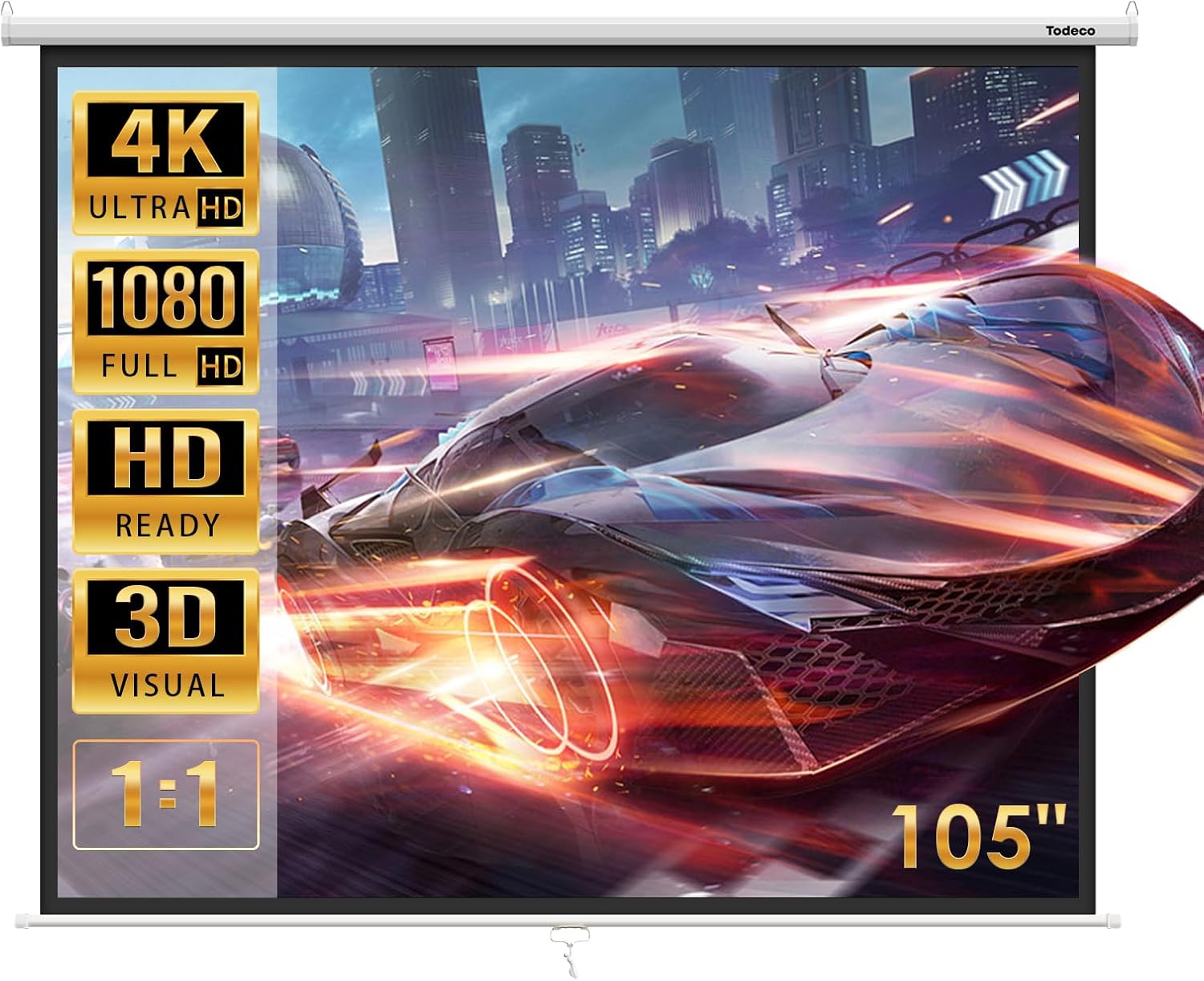 Ekran do projektora zwijany – obraz w ramie — 1