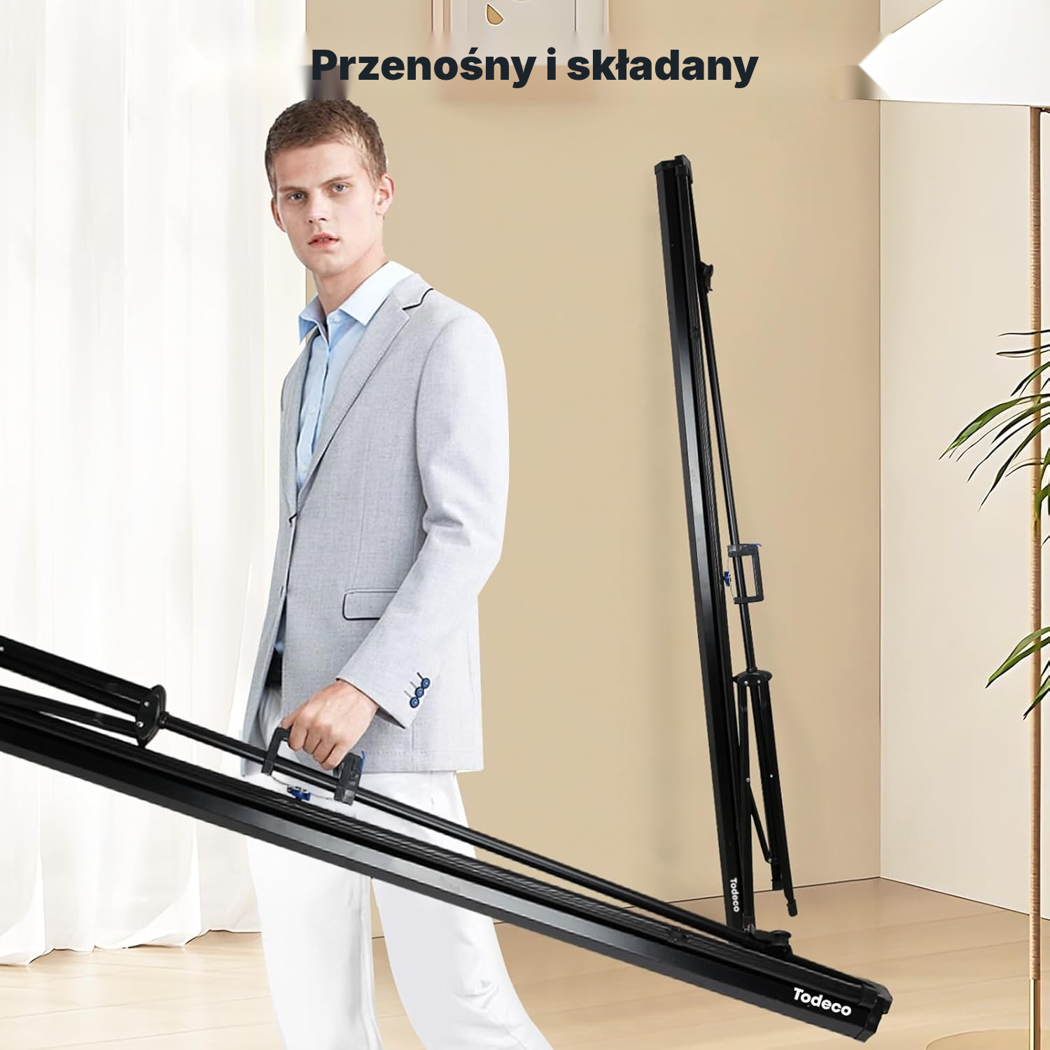 Ekran projekcyjny mobilny 75 cm, statyw 154 cm — 4