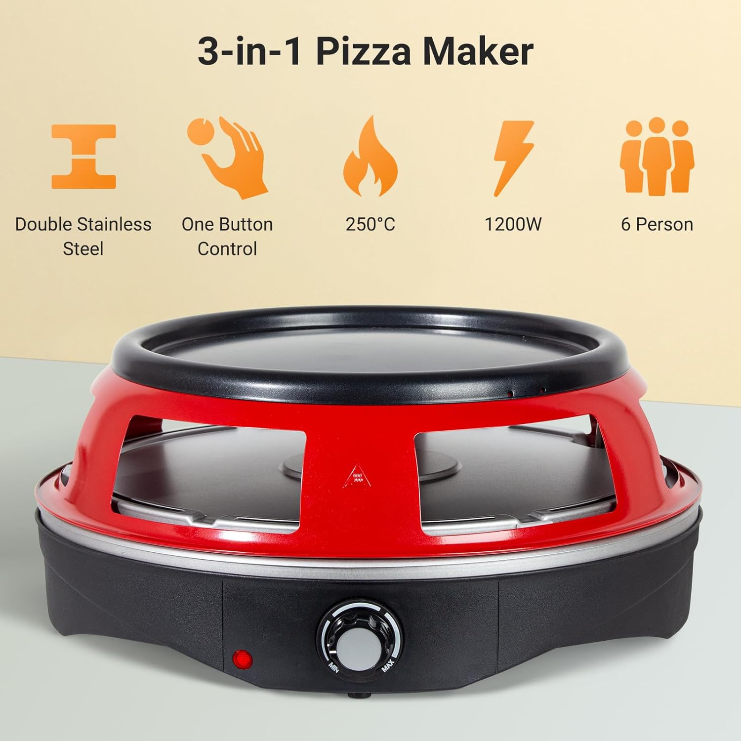 Piec do pizzy czerwony 3 w 1 — 4