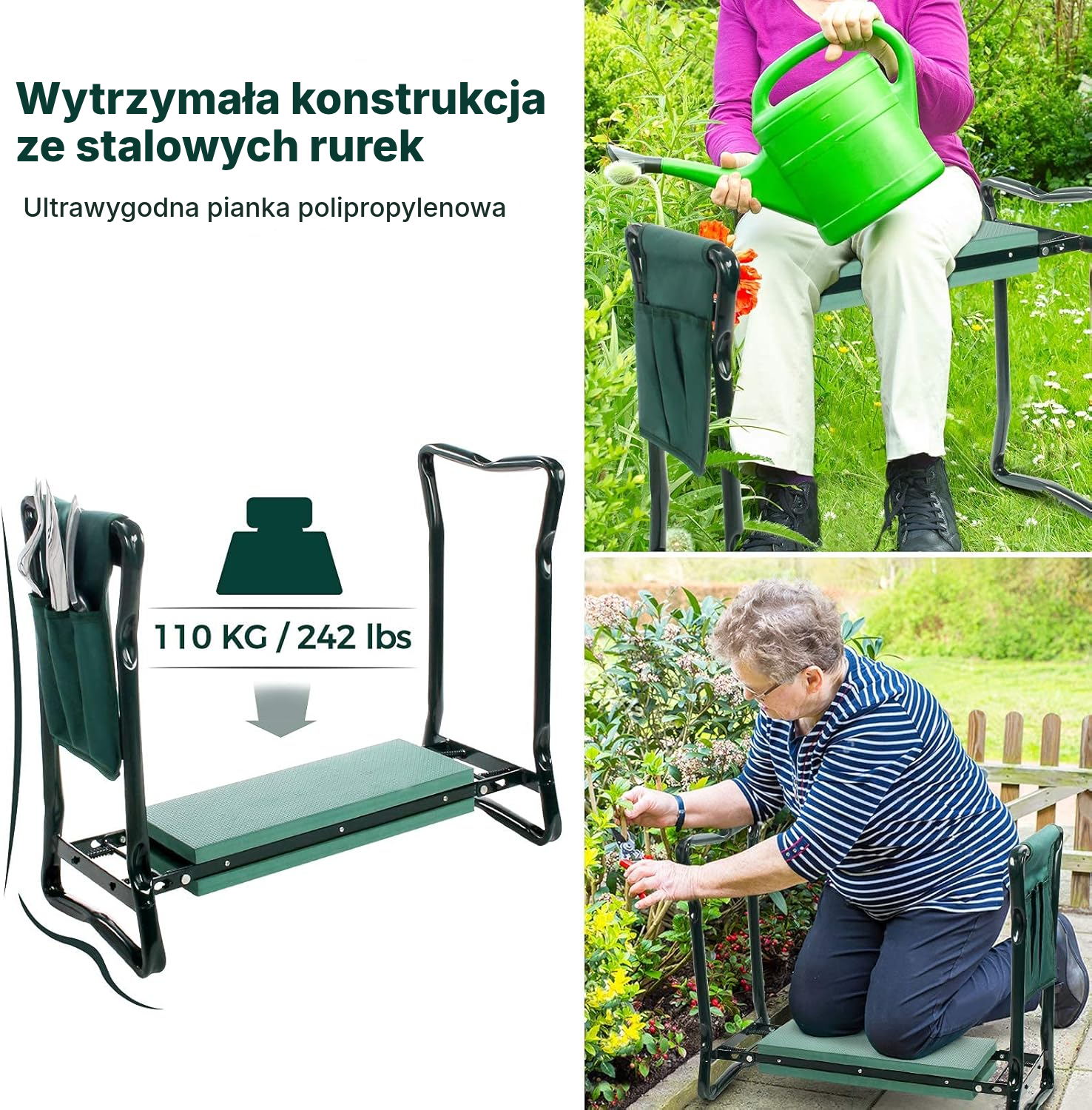 Klęcznik ogrodowy 2w1 – zielony — 3