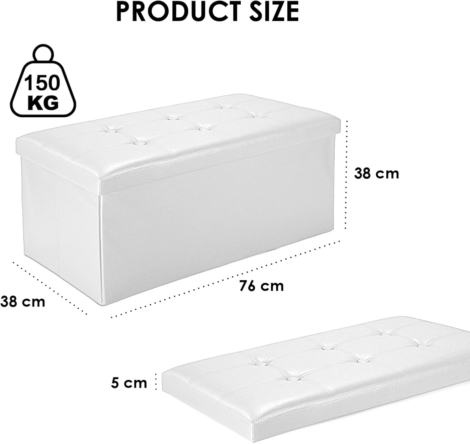 Puf ze schowkiem 80 l – biały — 2