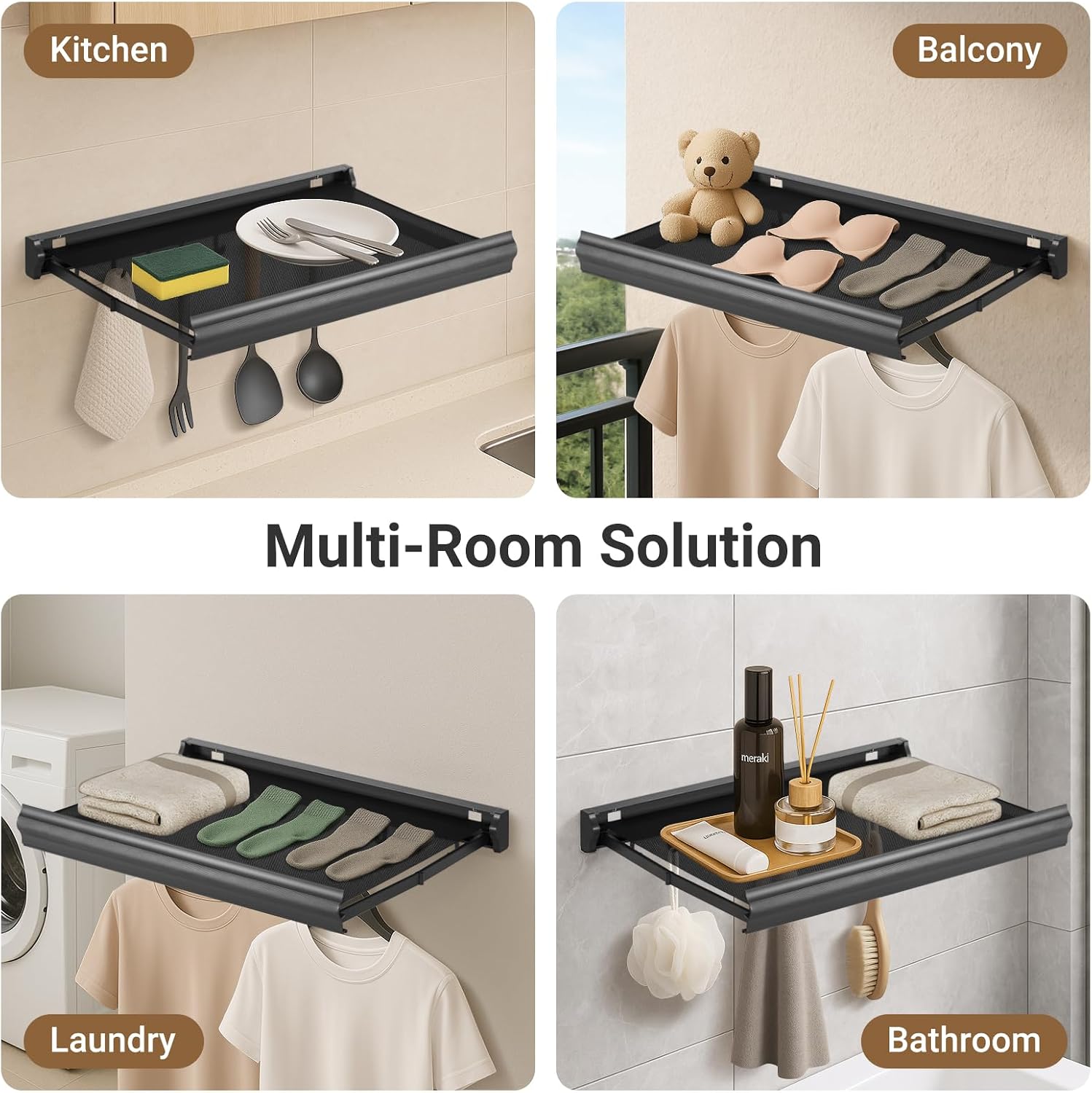 Połka łazienkowa składana 60 × 38,5 cm — 6