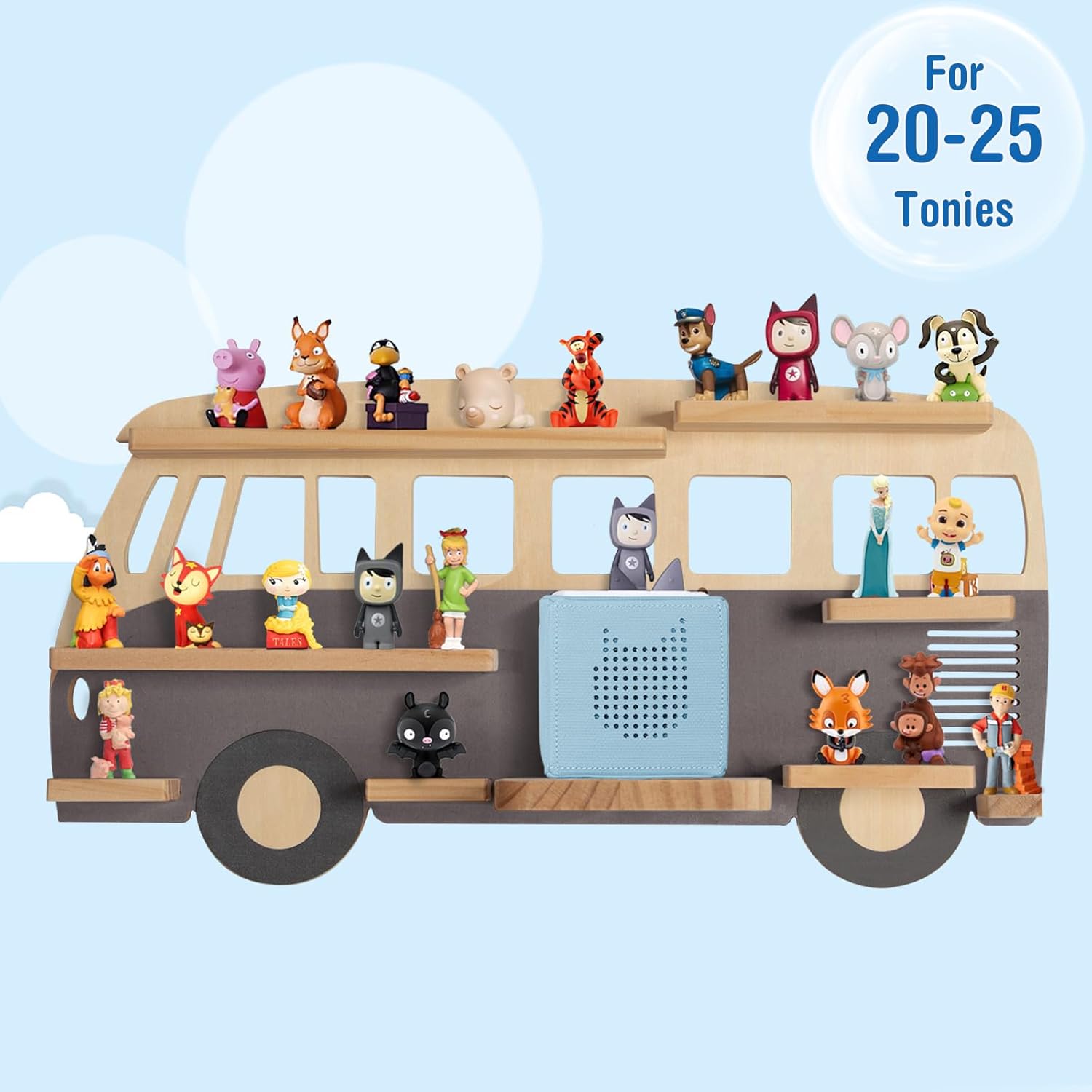 Półka ścienna Toniebox 62 cm – szary autobus — 2