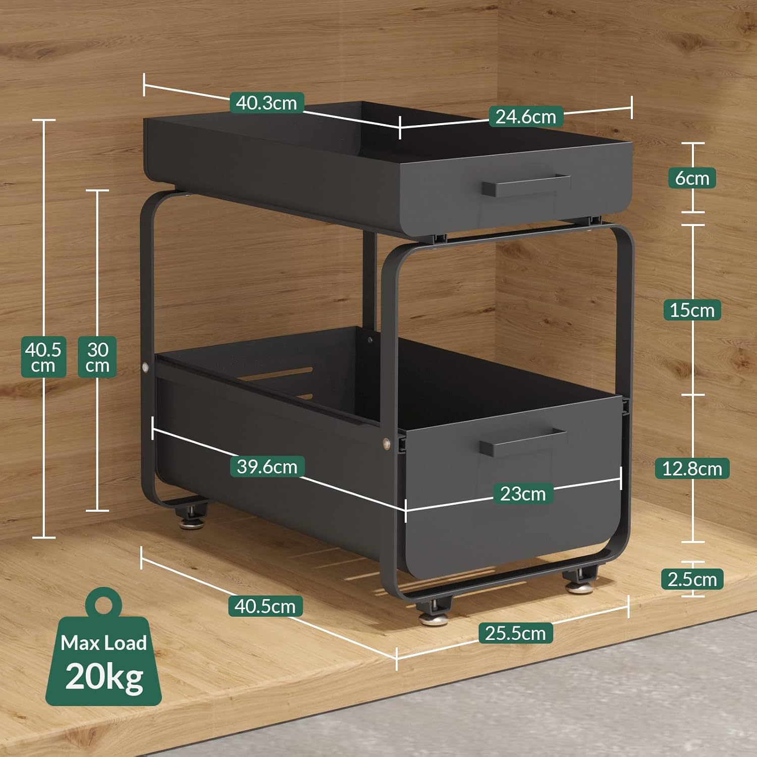 Organizer do szafki pod zlewozmywak – czarny — 2