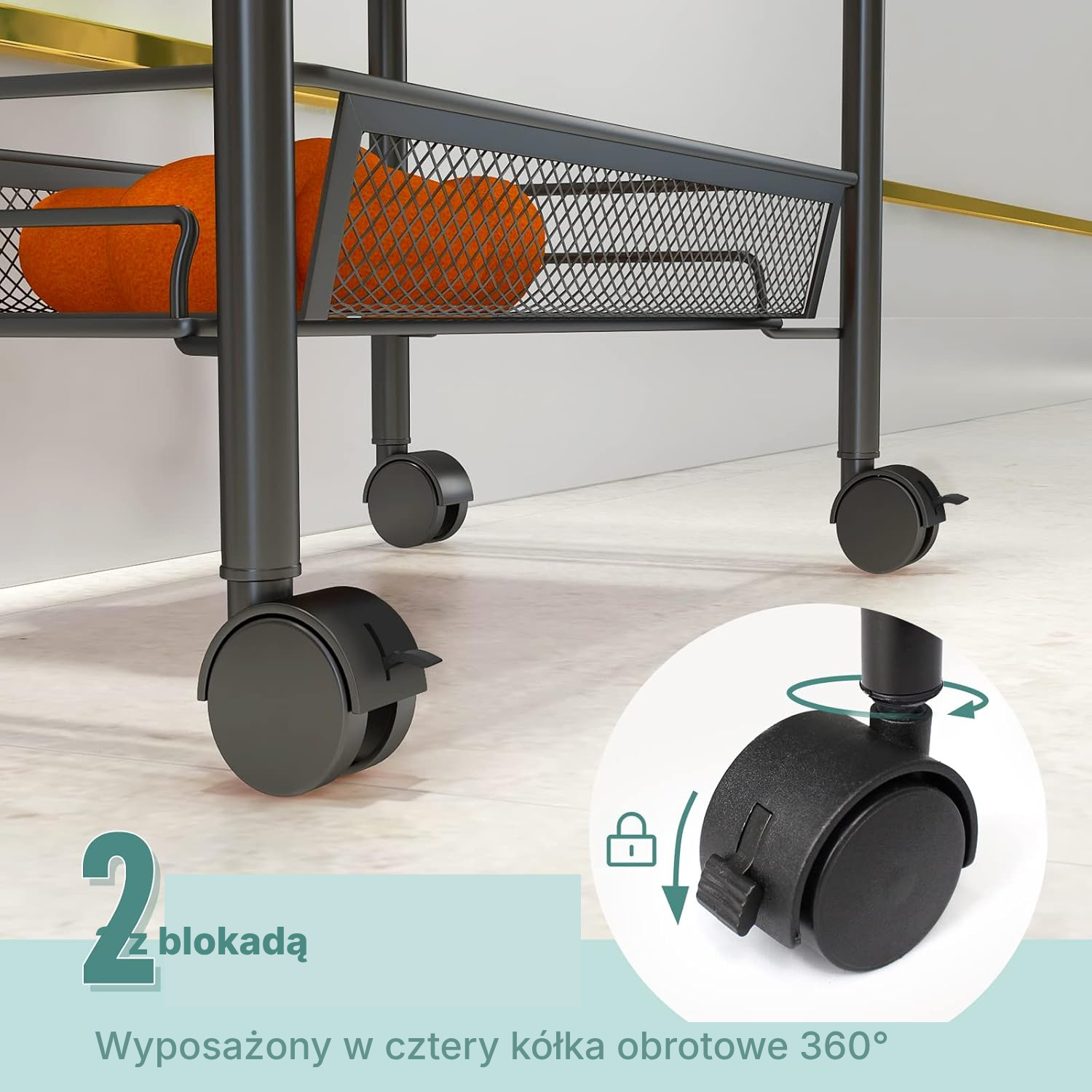 Wózek kuchenny czarny 5 poziomów — 2