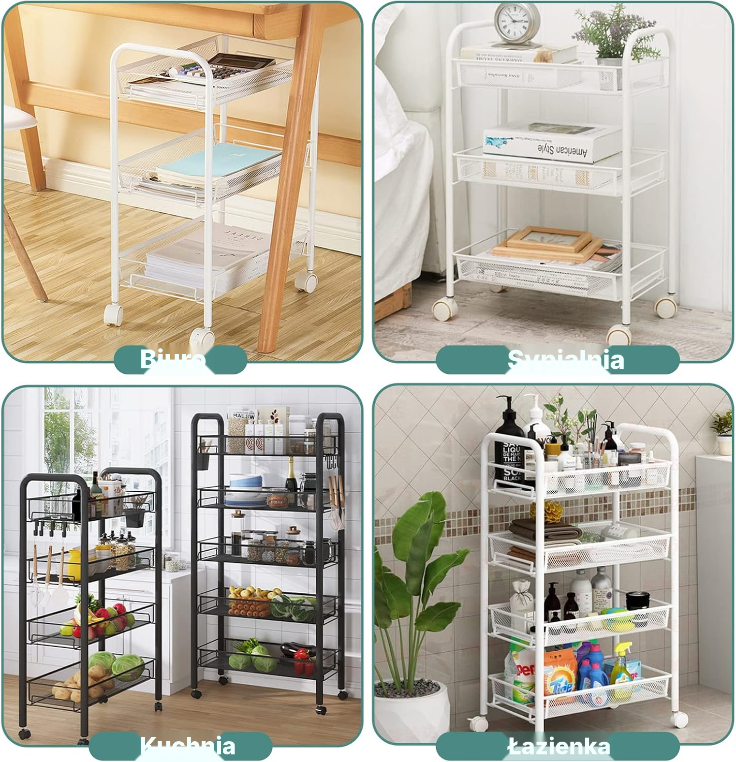 Wózek kuchenny czarny 5 poziomów — 5