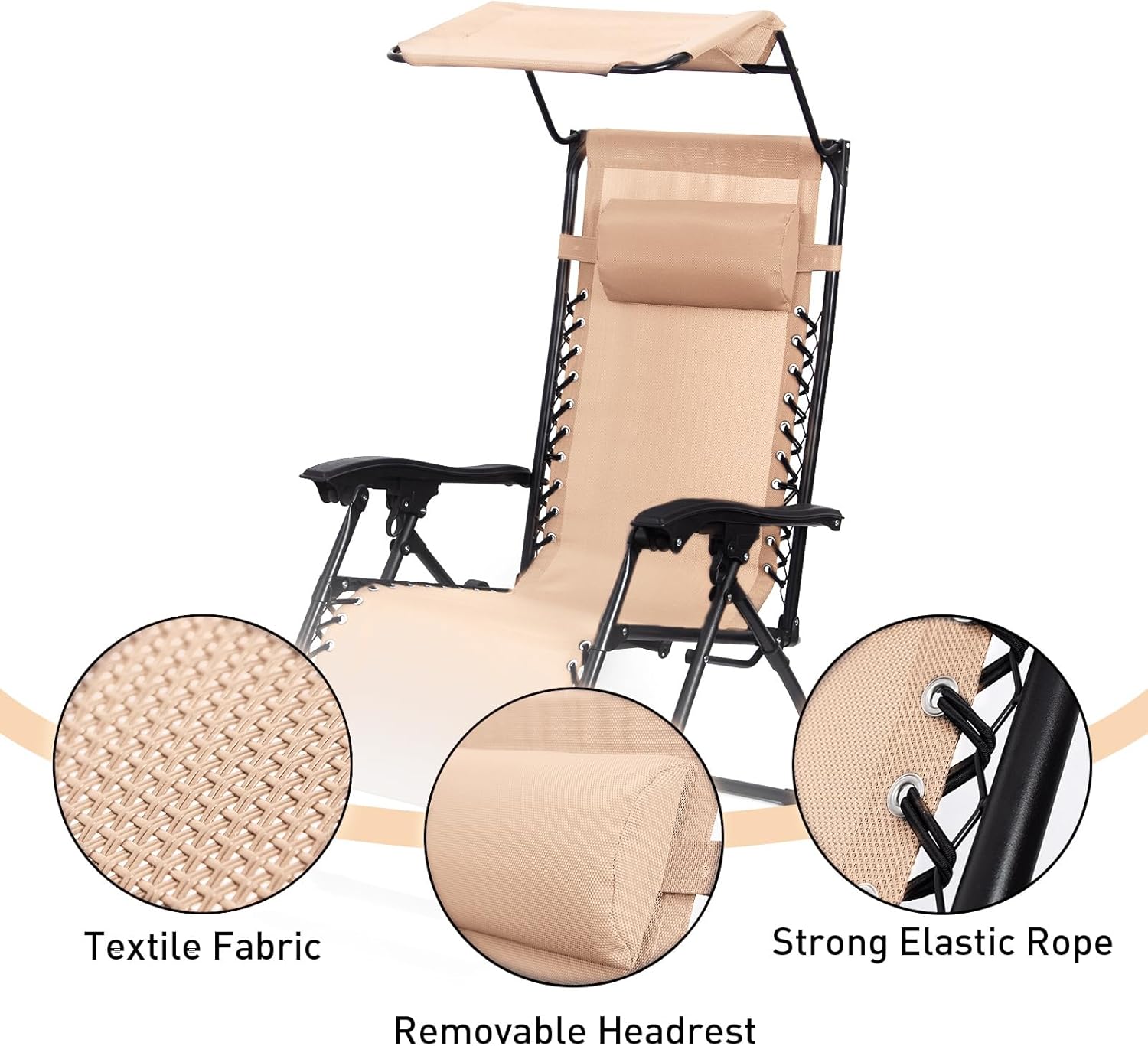 Leżak plazowy składany kaki 110 cm — 2