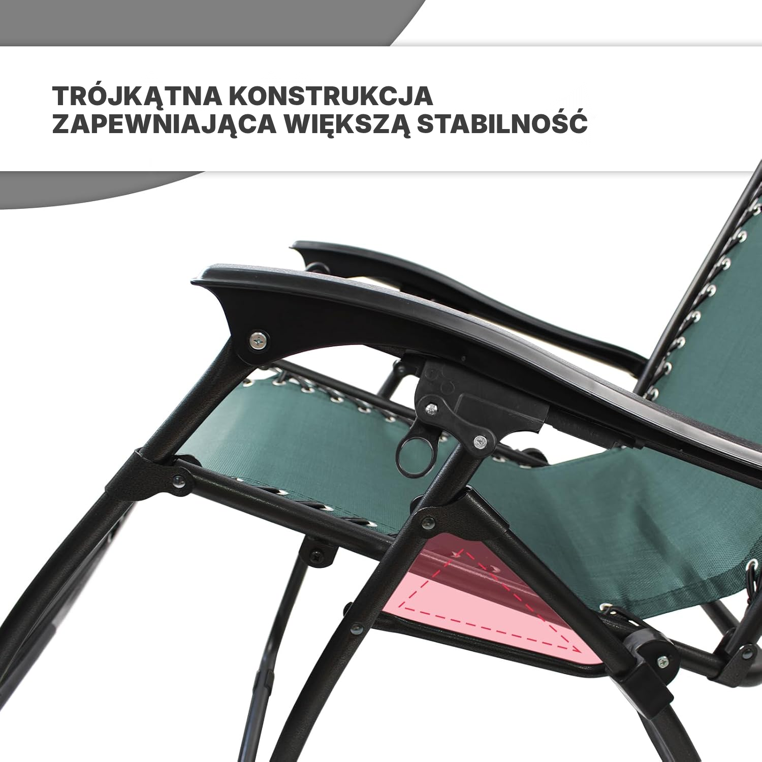 Leżak ogrodowy składany, zielony – 100 kg — 3