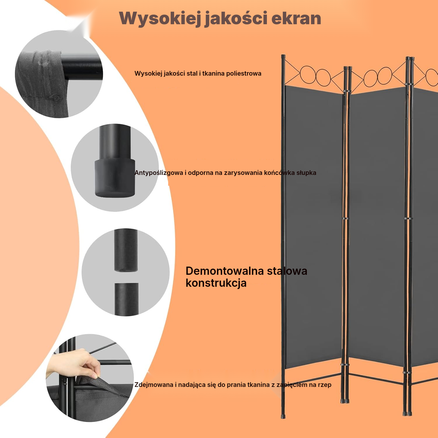 Ścianka dzialowa szara – parawan składany — 2