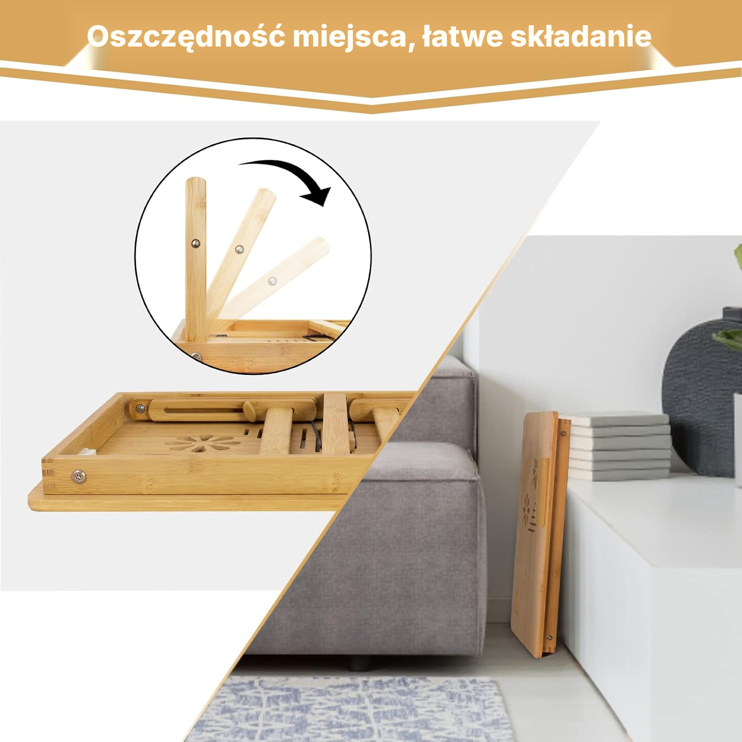 Stolik składany bambusowy do łóżka — 5