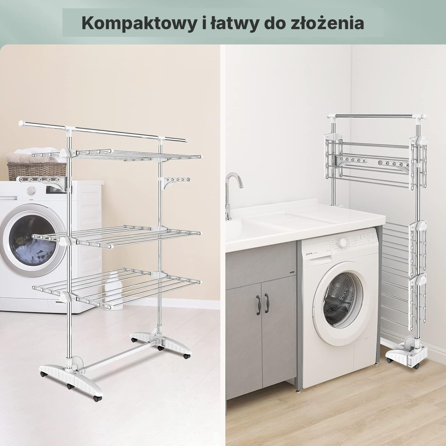 Suszarki na pranie – biała, 3 poziomy — 6