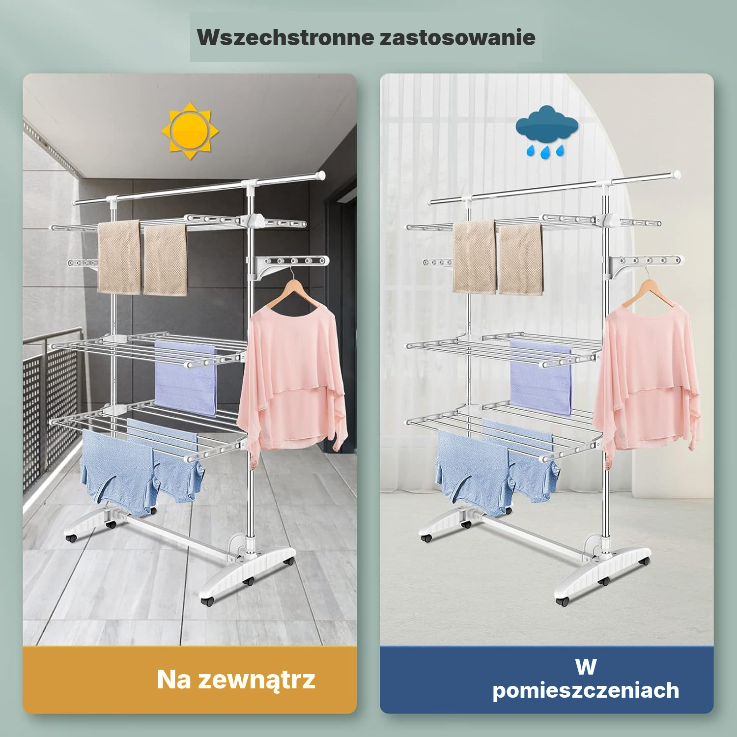 Suszarki na pranie – biała, 3 poziomy — 7