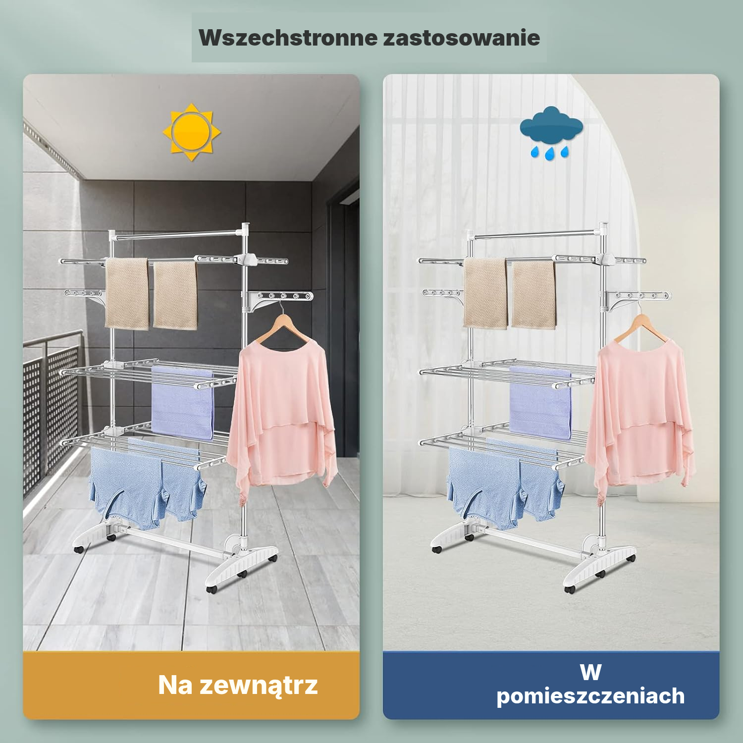 Stojąca suszarka na pranie – 3 poziomy — 5