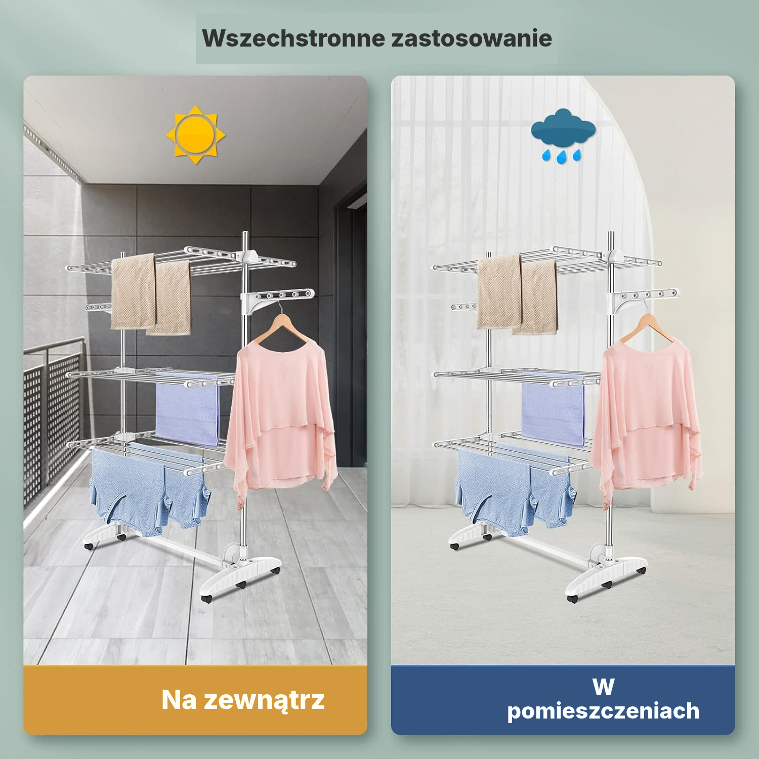 Suszarka do ubrań 3 poziomy biała — 5
