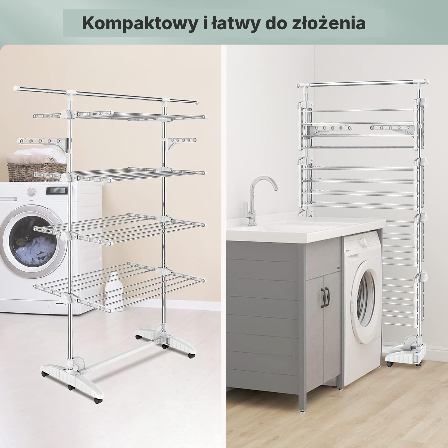 Suszarka balkonowa na pranie 4 półki biała — 4