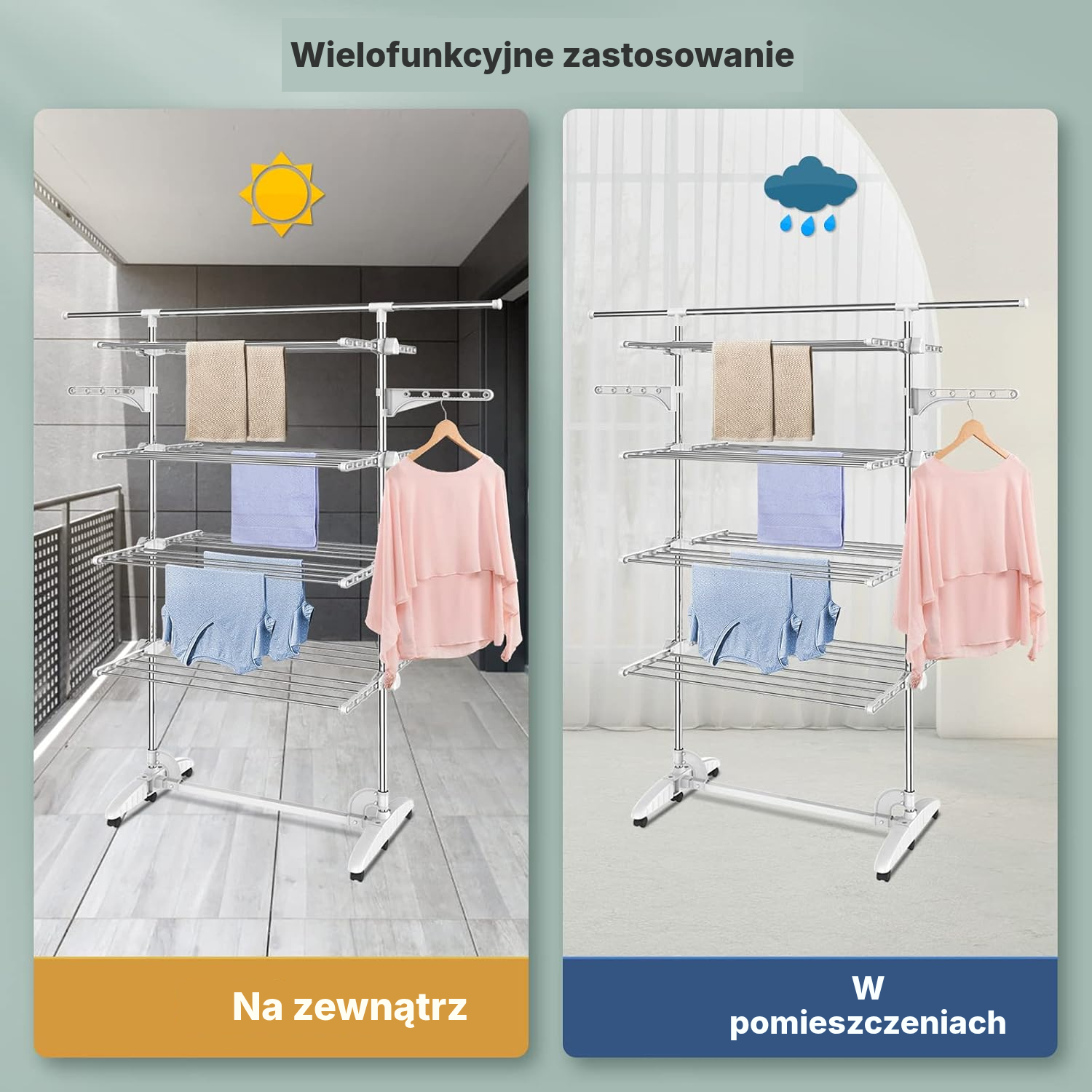 Suszarka balkonowa na pranie 4 półki biała — 7