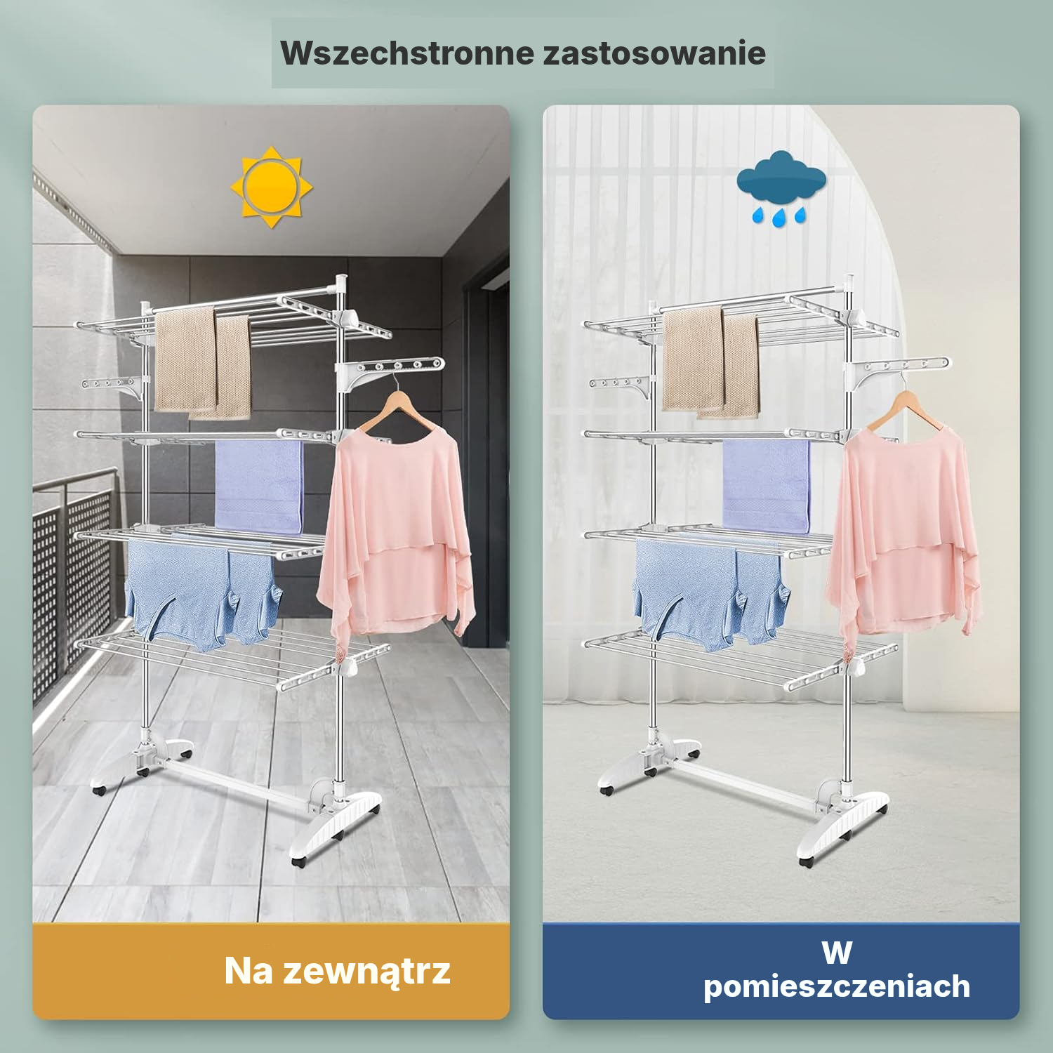 Suszarka do prania biała, 4 poziomy, składana — 5