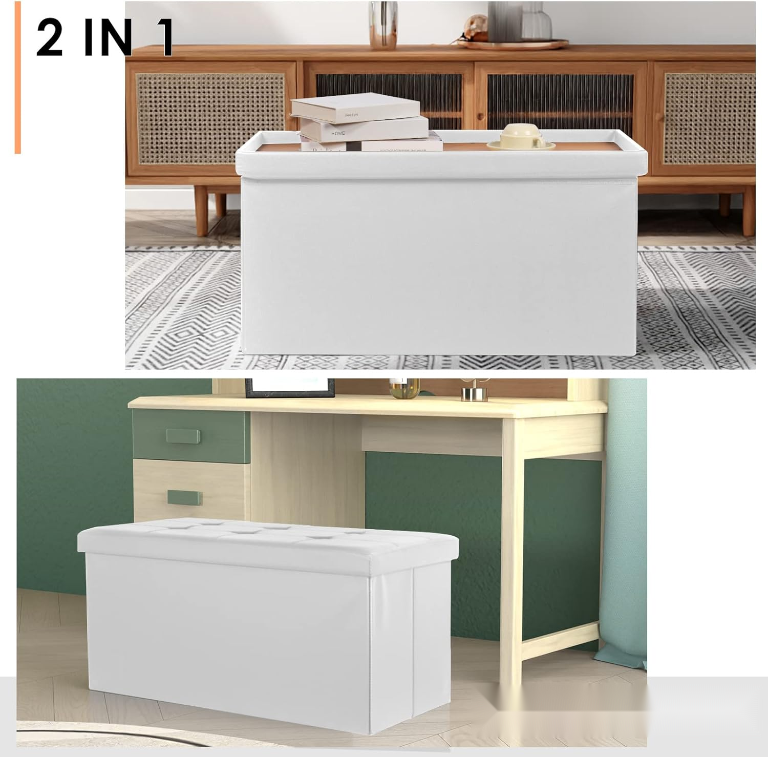 Banco arrumação branco 80 L — 3