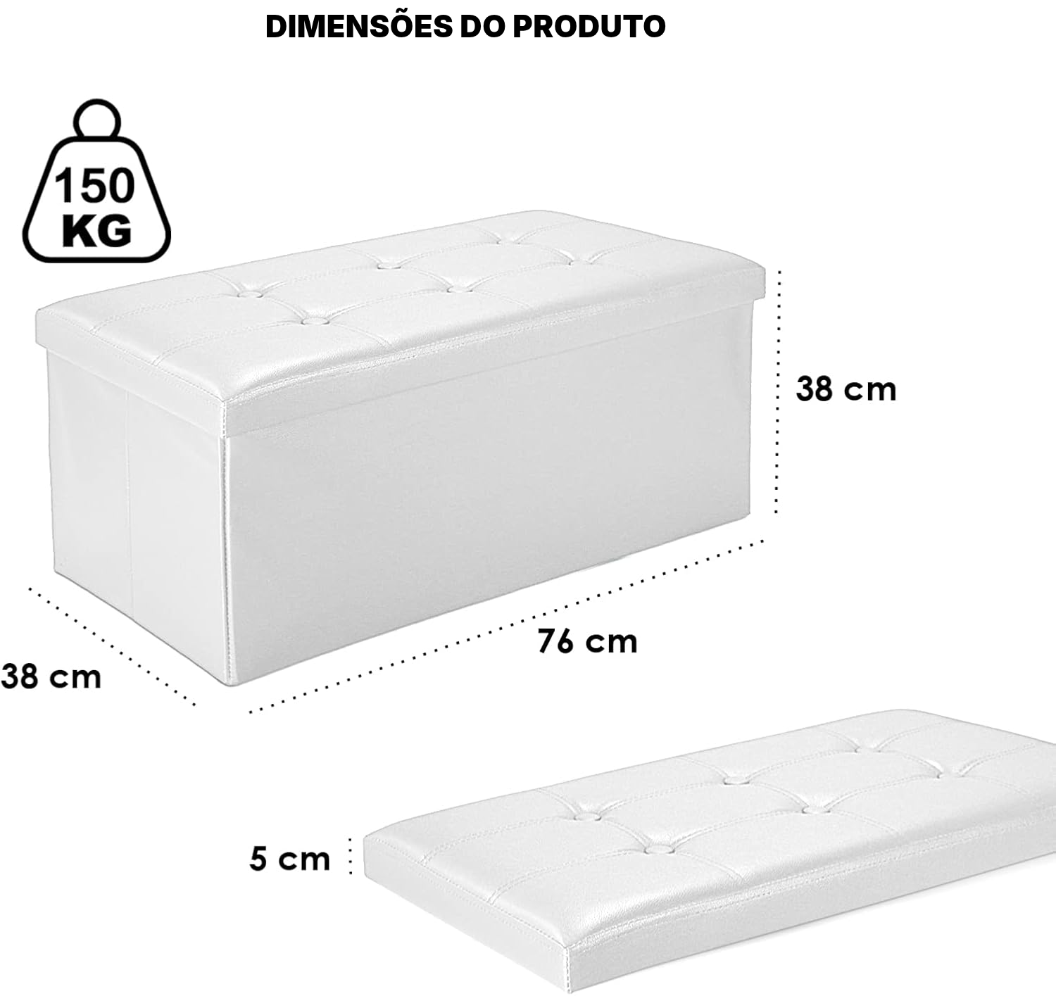 Banco arrumação branco 80 L — 2