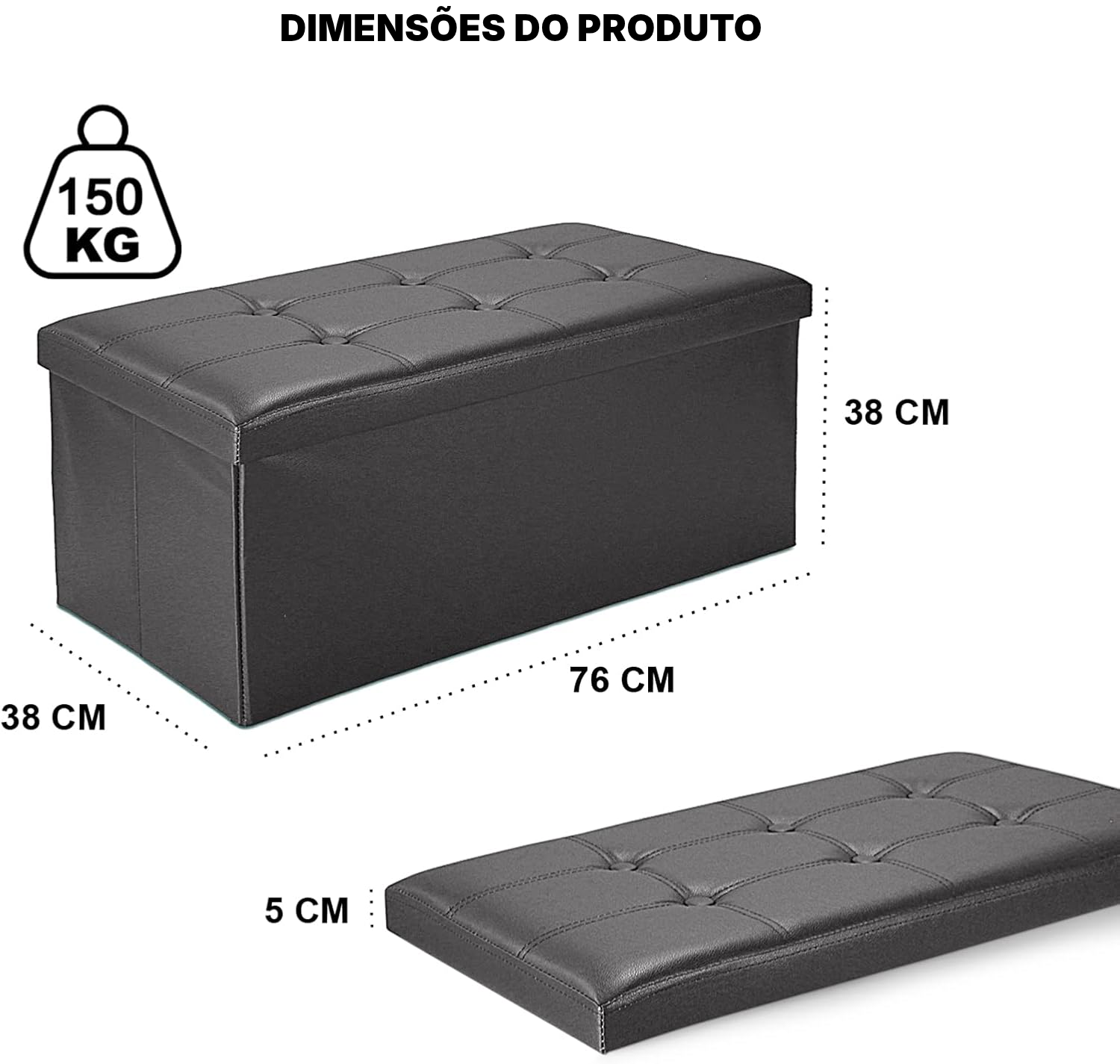Banco dobravel preto com arrumação — 2