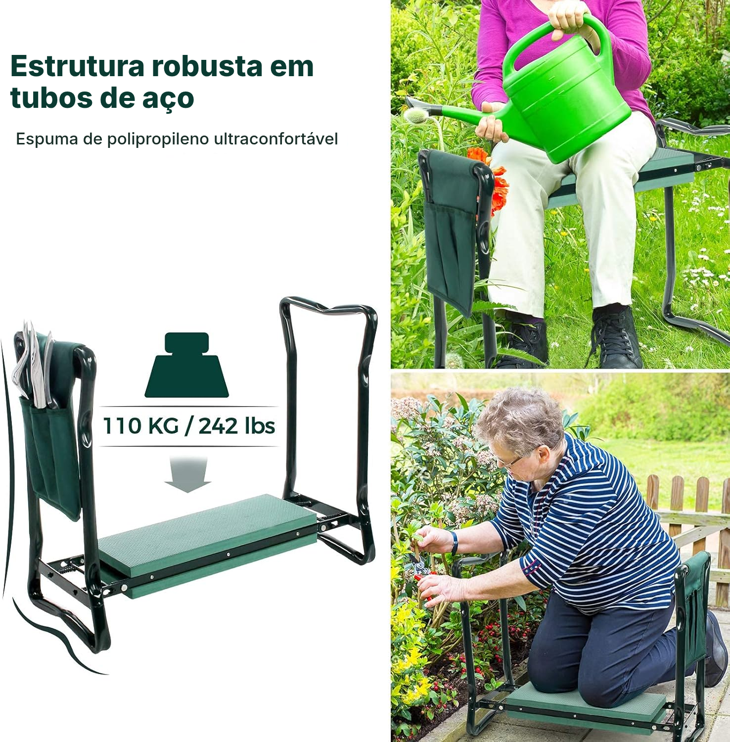 Banco de jardim verde 2 em 1 confortável — 3