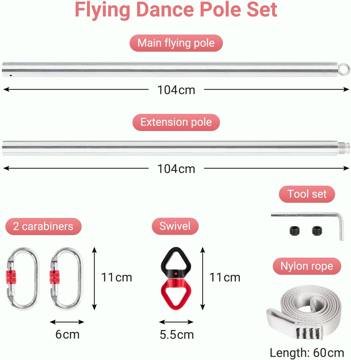Barra de pole dance suspensa prateada — 2