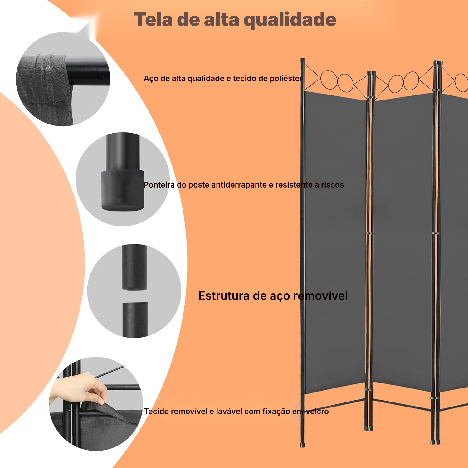 Divisor de ambiente dobrável cinzento — 2