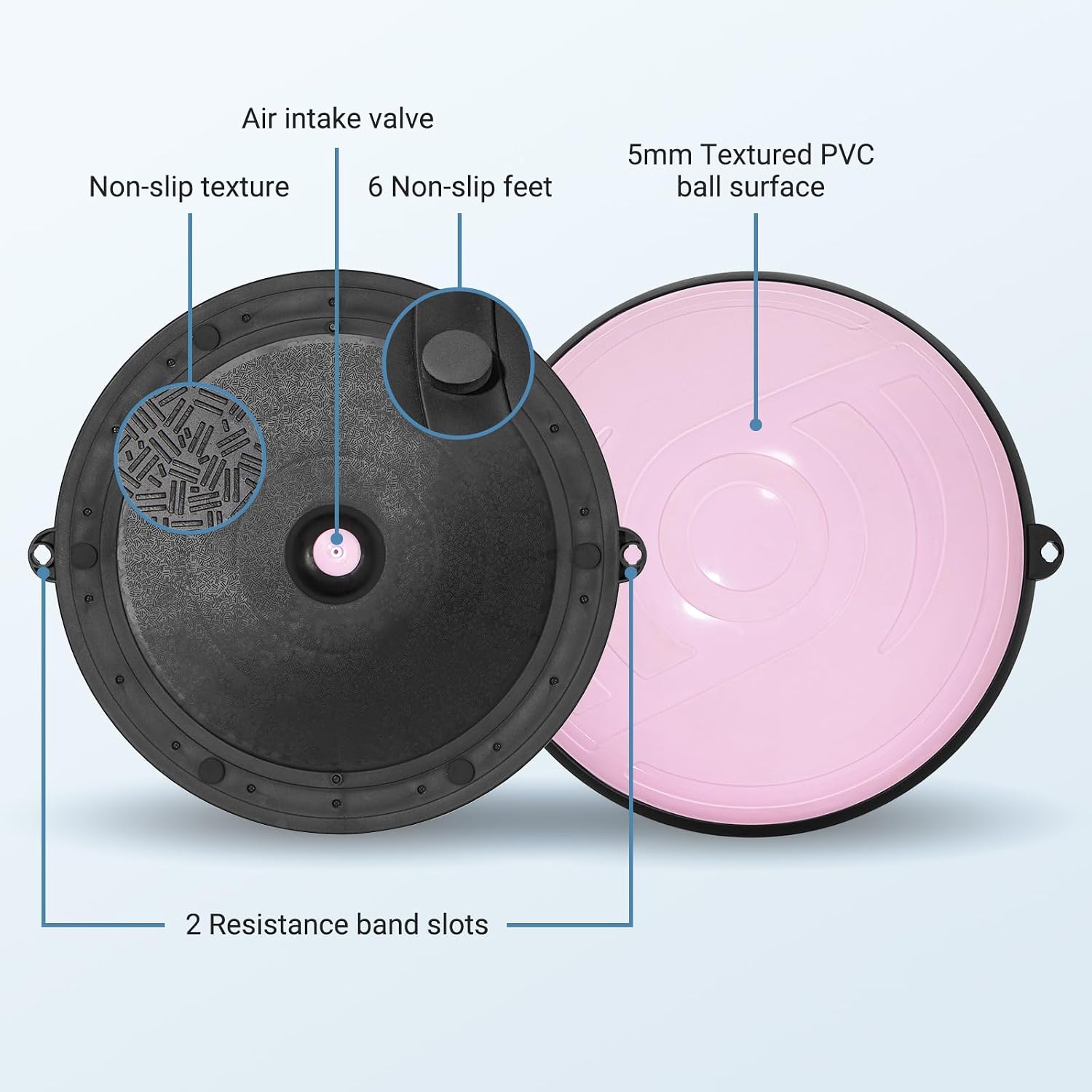 Bola suíça de equilíbrio rosa — meia bola — 3