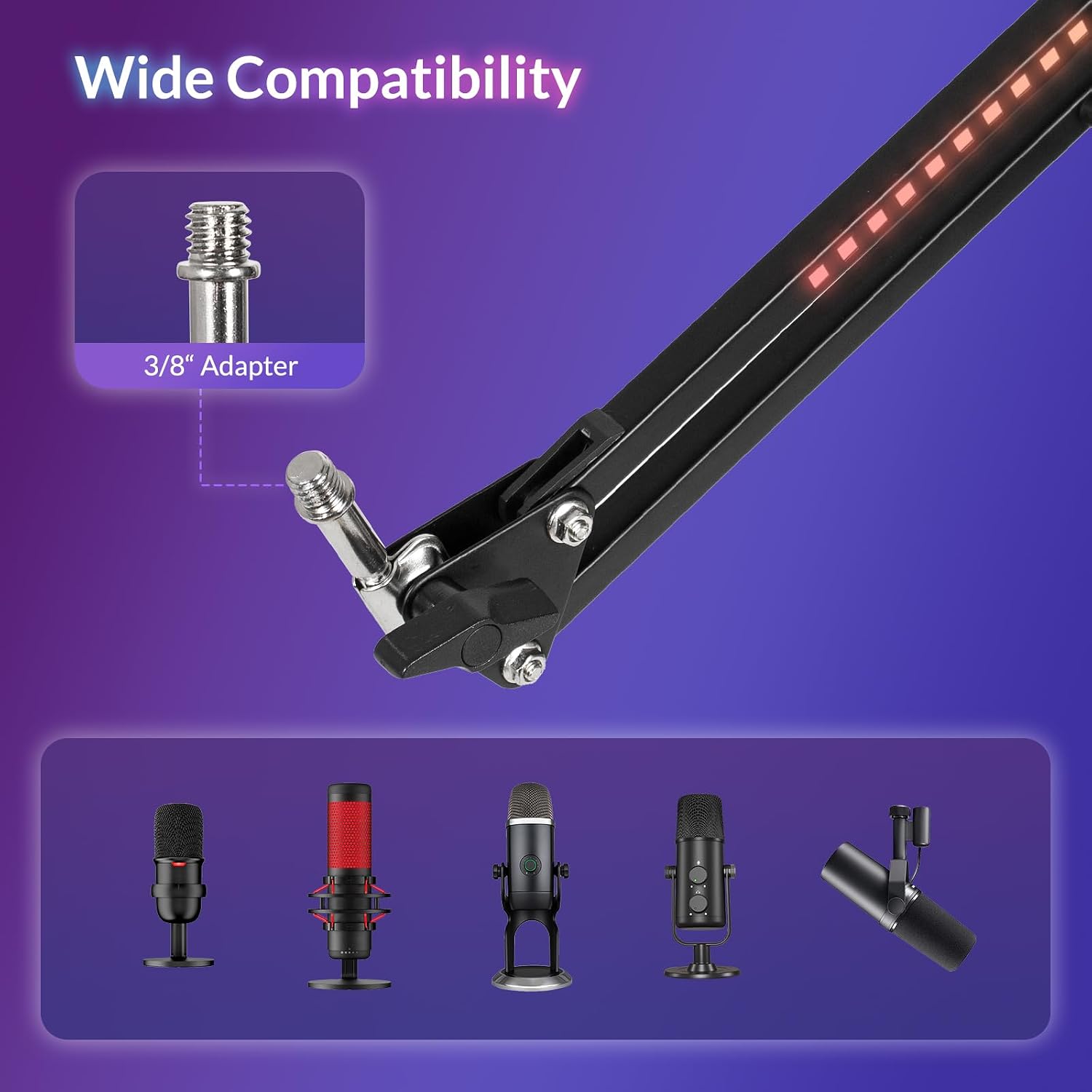 Suporte para microfone RGB — braço articulado — 3