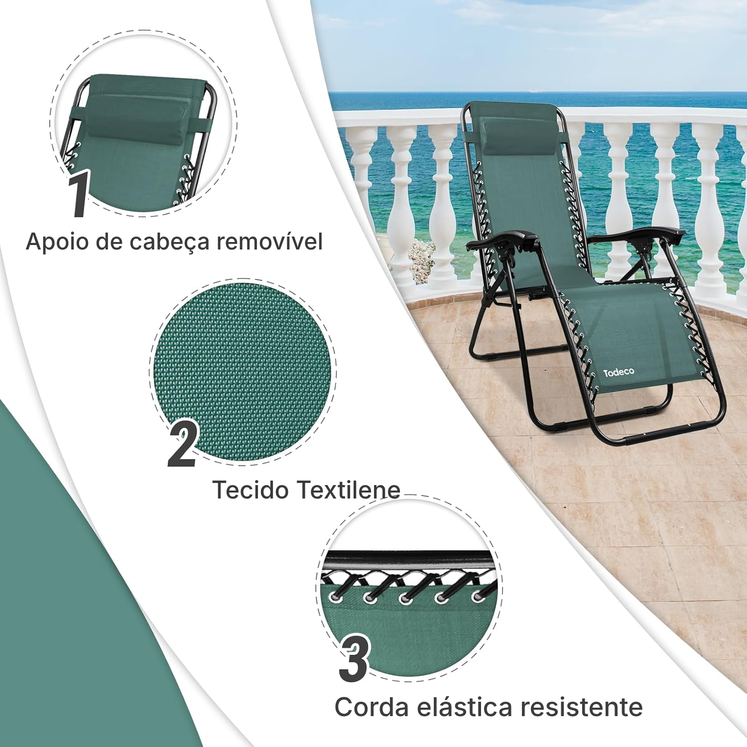 Cadeira de praia reclinável verde — 2