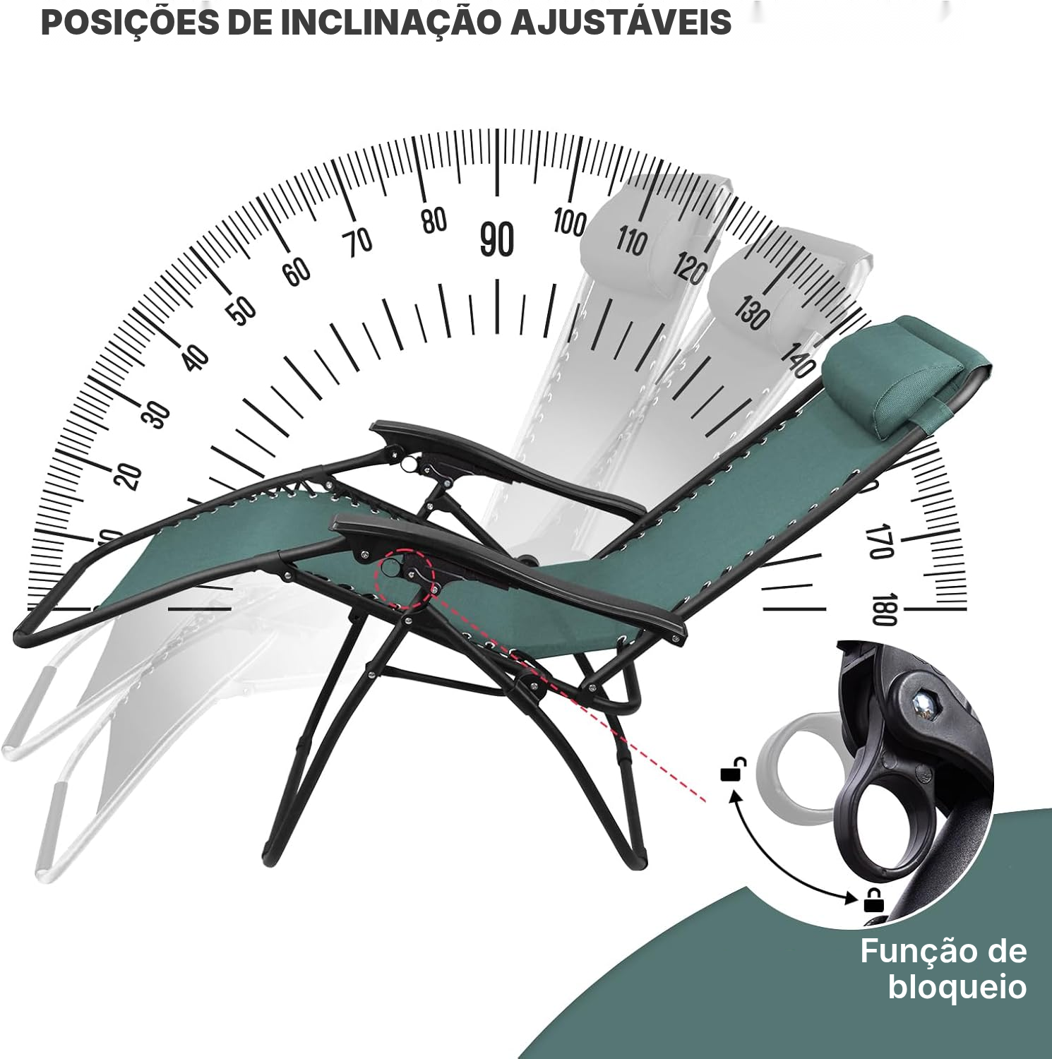 Cadeira de praia reclinável verde — 4