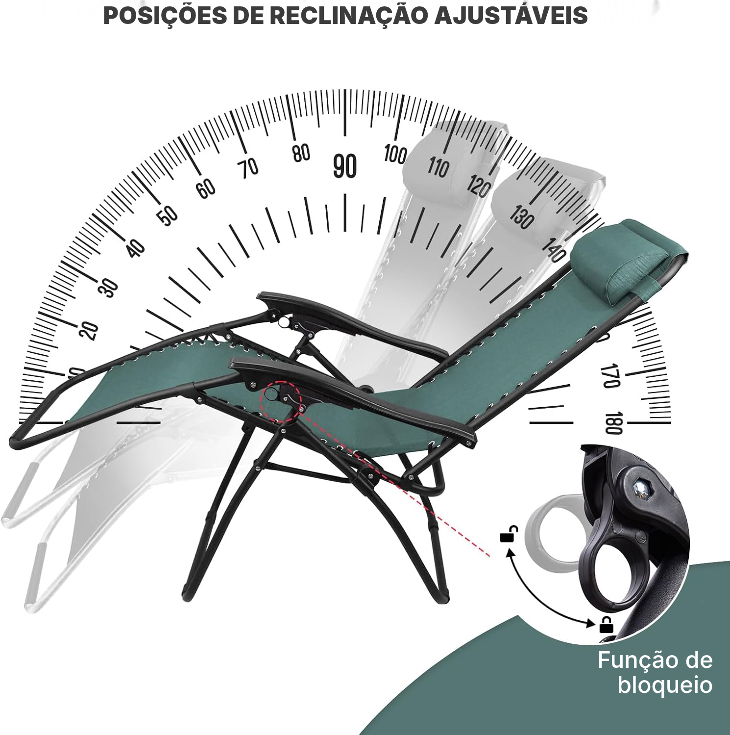 Espreguiçadeira dobrável verde, pack de 2 — 4
