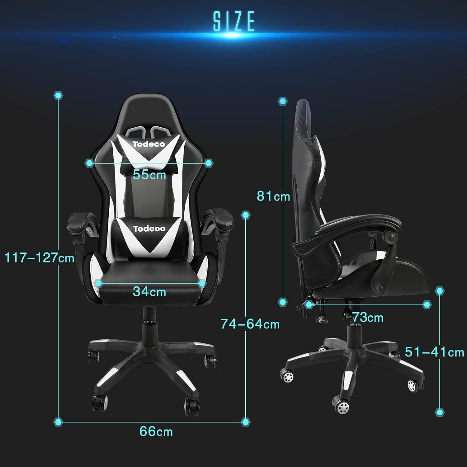 Cadeira gaming branca com LED RGB e massagem — 2
